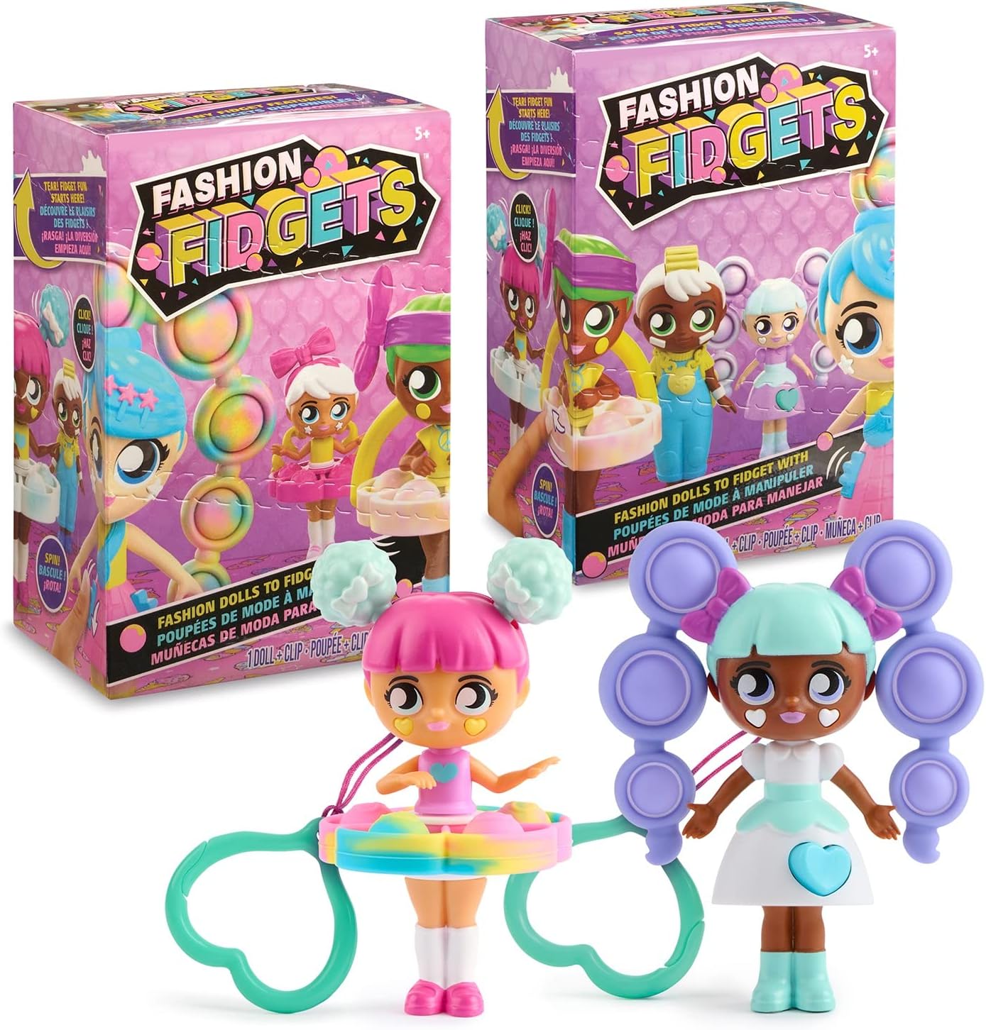 Fashion Fidgets Sensory Toy Dolls – Push Pop Fidget Toy Pack of 2 – Anxiety and Stress Relief for Kids