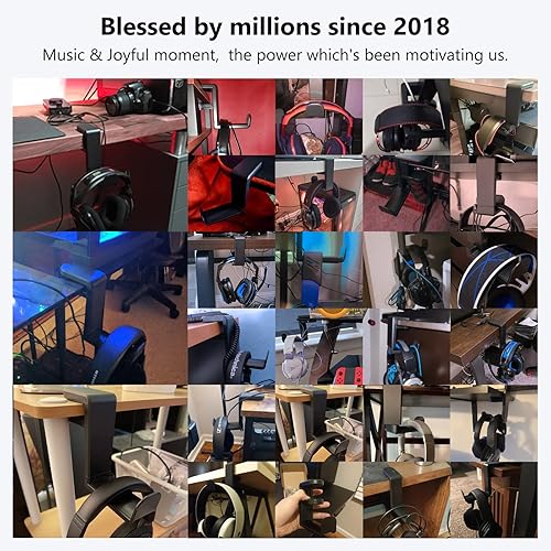 Miniatura 7 de Rotating Headphone Stand - EURPMASK PC Gaming Headset Stand, Adjustable Clamp-on Headphone Holder, Headphone Hanger Hook Under Desk with 360 Degree
