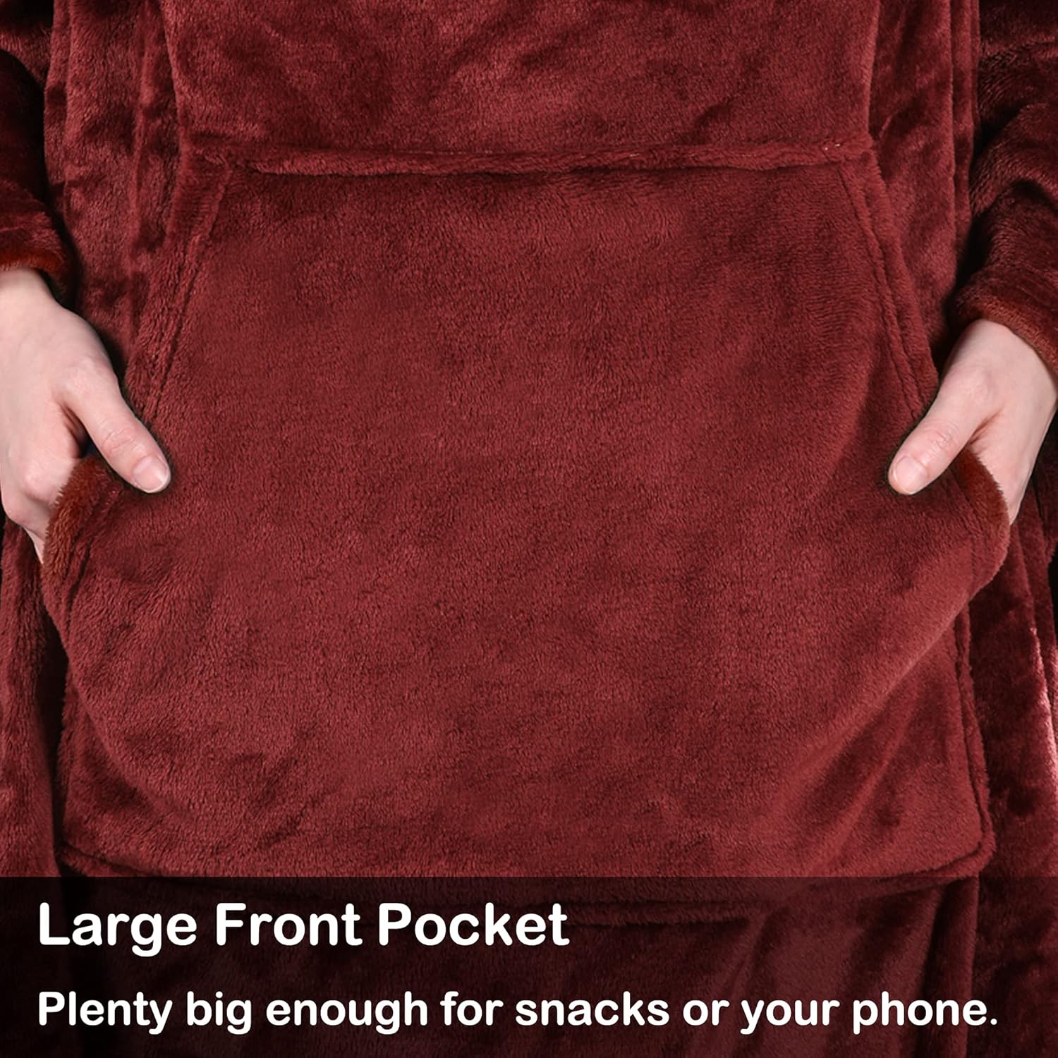 Solaris Wearable Blanket with Sleeves and Foot Pocket for Women Men, Super Snuggy Soft Cozy Fleece TV Body Throw Blanket for Lounge Office Home Sofa, Wine