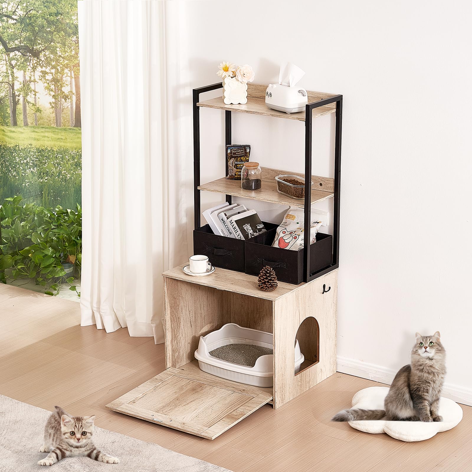 Covered Litter Box DWANTON Litter Box Enclosure With Storage