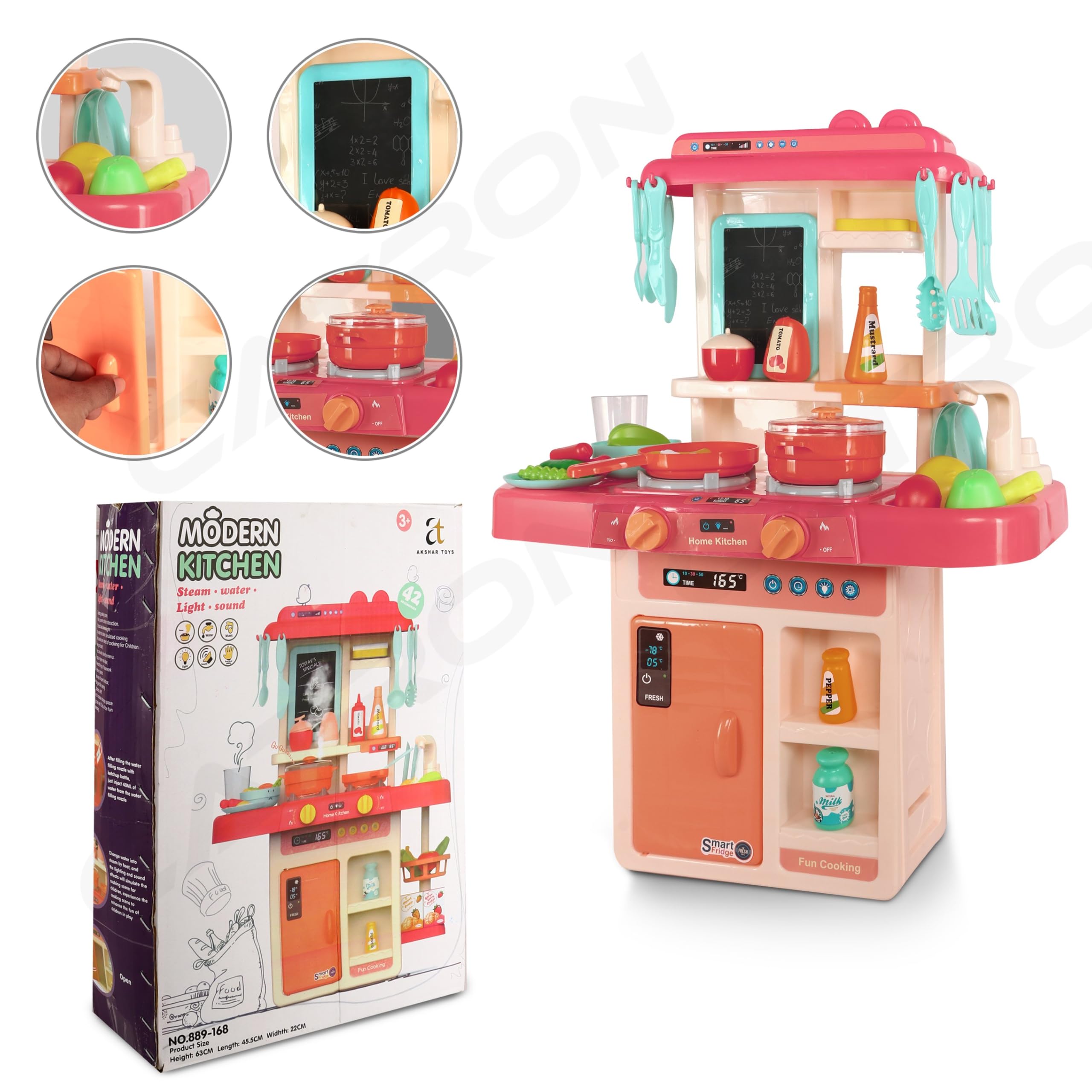 Catron Role Pretend playset Big Size Supermarket kit for Kids Toys with Shopping cart and Sound Effects Kitchen Set Kids Toys for Boys and Girls (Small 42 Pcs Kitchen Set) 4