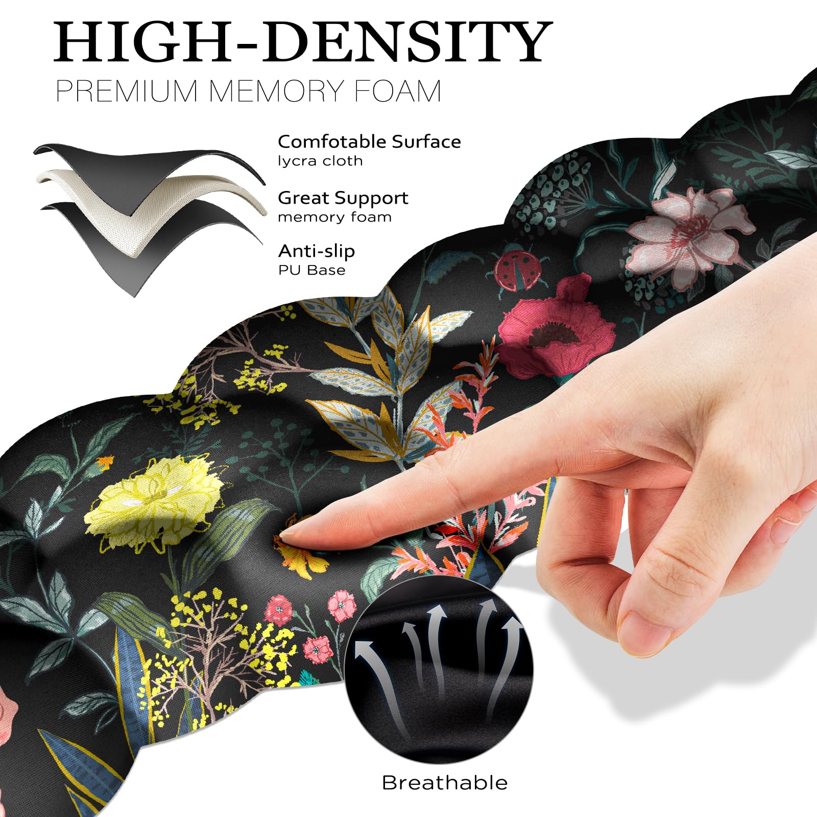 JIKIOU Ensemble de repose-poignet en tissu Lycra imperméable pour clavier avec motif de fleurs et nuage - Accoudoir mignon pour paume - Accessoires de bureau pour jeux sur PC, ordinateur de bureau