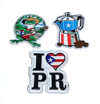 Puerto Rico Patch Set 3-Pack Boricua Flag Patches for Iron-On or Sew-On Puerto Rican Embroidered Patches for Jackets, Hats, Jeans, Backpacks & DIY Fashion Projects