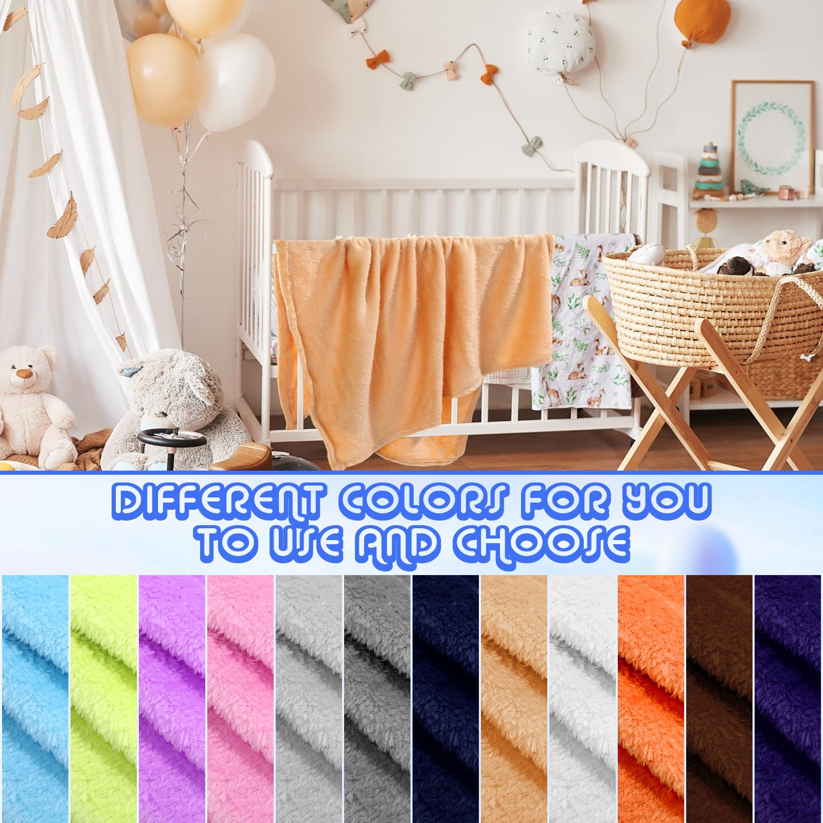 Kinlop 16 piezas de 76 x 101 cm, mantas de franela de felpa para bebé, acogedoras, ligeras y cálidas, mantas de felpa suave para bebés, niños y niñas, ropa de cama preescolar, 16 colores