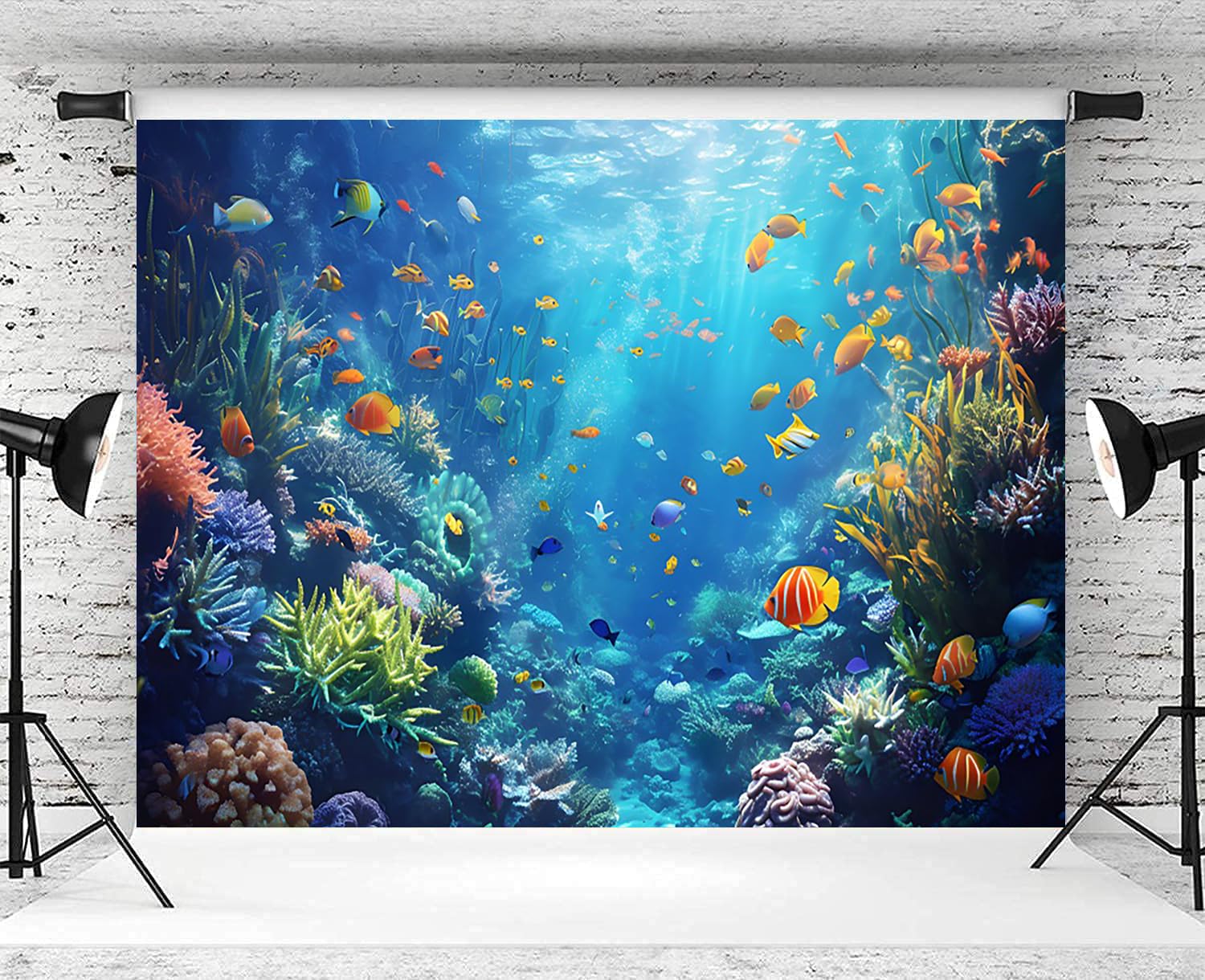 Fotohintergrund Unterwasser-Meer – 150x91cm Vinyl, Mit Korallen & Fischen, Für Studio