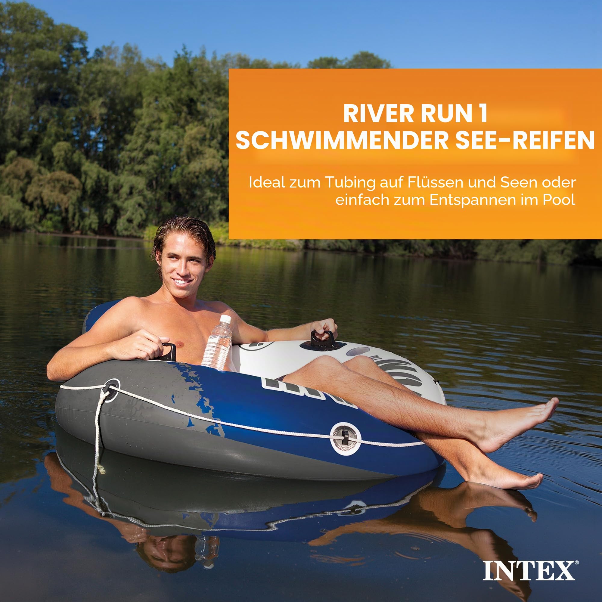 Intex 58825EU - Aufblasbarer Schwimmring River Run, Vinyl, Mehrfarbig, 135 cm