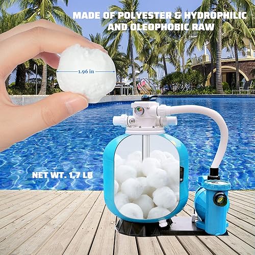 Miniatura 3 de Bolas de filtro de piscina de 3.5 libras para filtro de arena, filtro de fibra reutilizable para piscinas, tanques de peces, alternativa a la