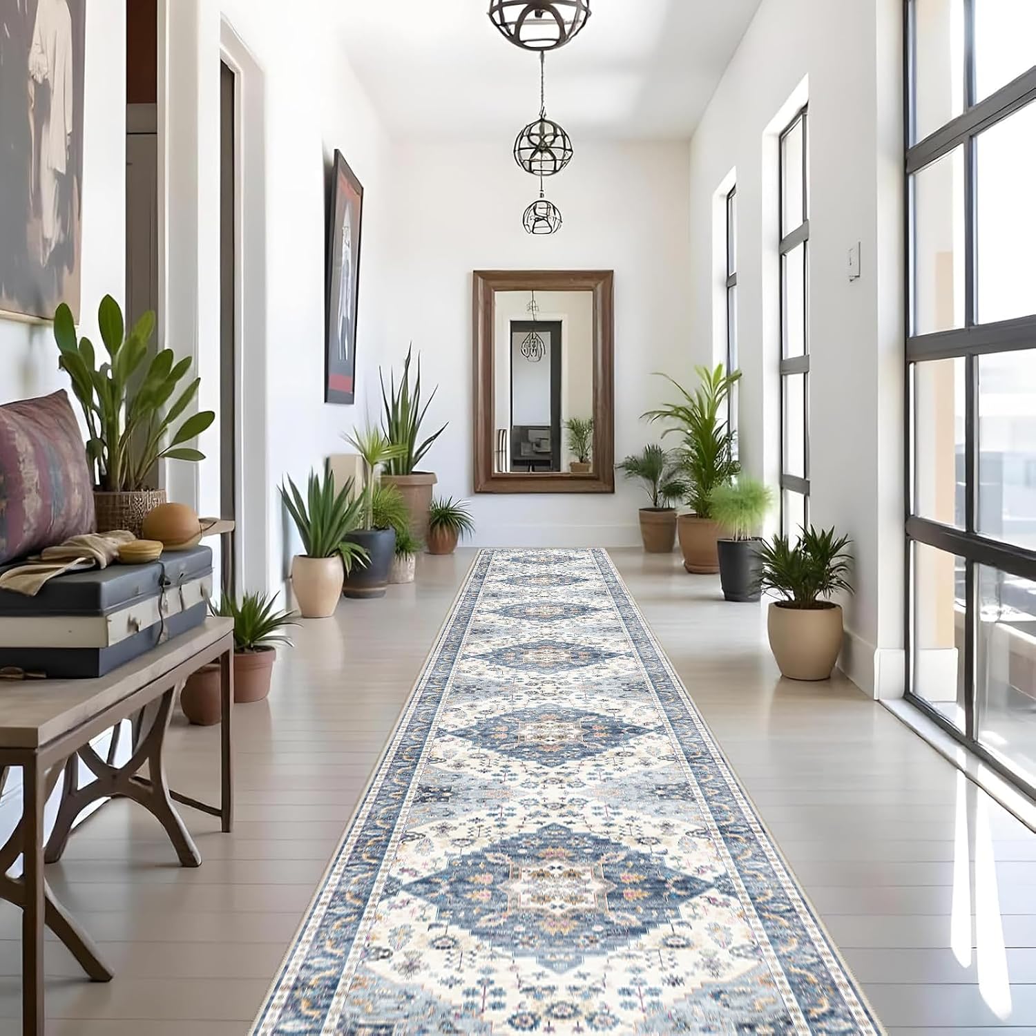 The Best Non-Slip Floor Runners for Dogs in 2026 UZU 80x500cm Non-Slip Washable Runner Rug for Hallway Bedroom Vintage Boho Faux Cashmere Carpet Kitchen Rugs Indoor Long Durable Soft Floor Mat Low Pile Runners with Anti-Slip Backing - Home Decor