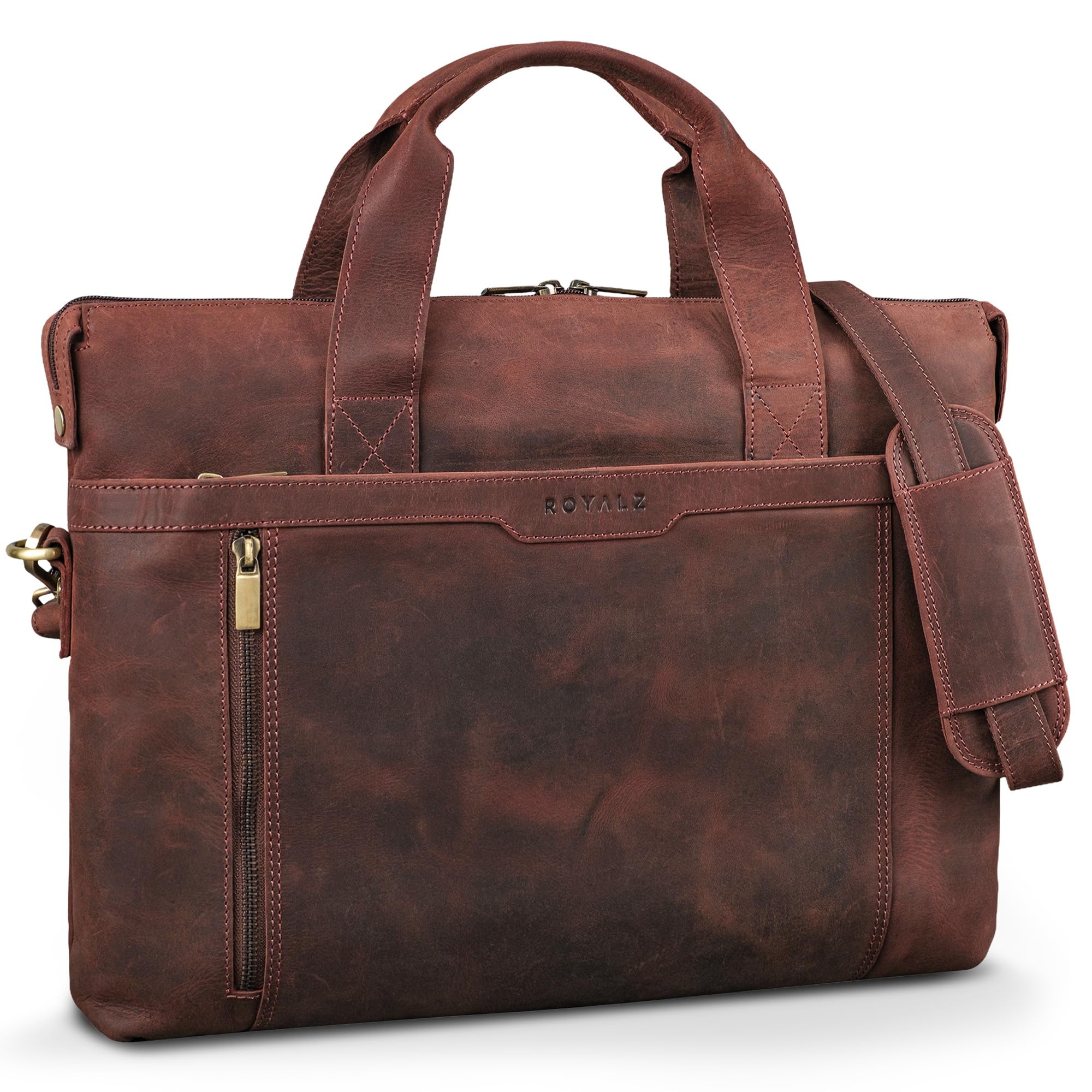 ROYALZ 'Seattle' Borsa Ventiquattrore Uomo in Vera Pelle Grande - Perfetto come Borsa per Computer Portatile 14-15.6 ' Borsa 24 ore Borsa a Tracolla Business università