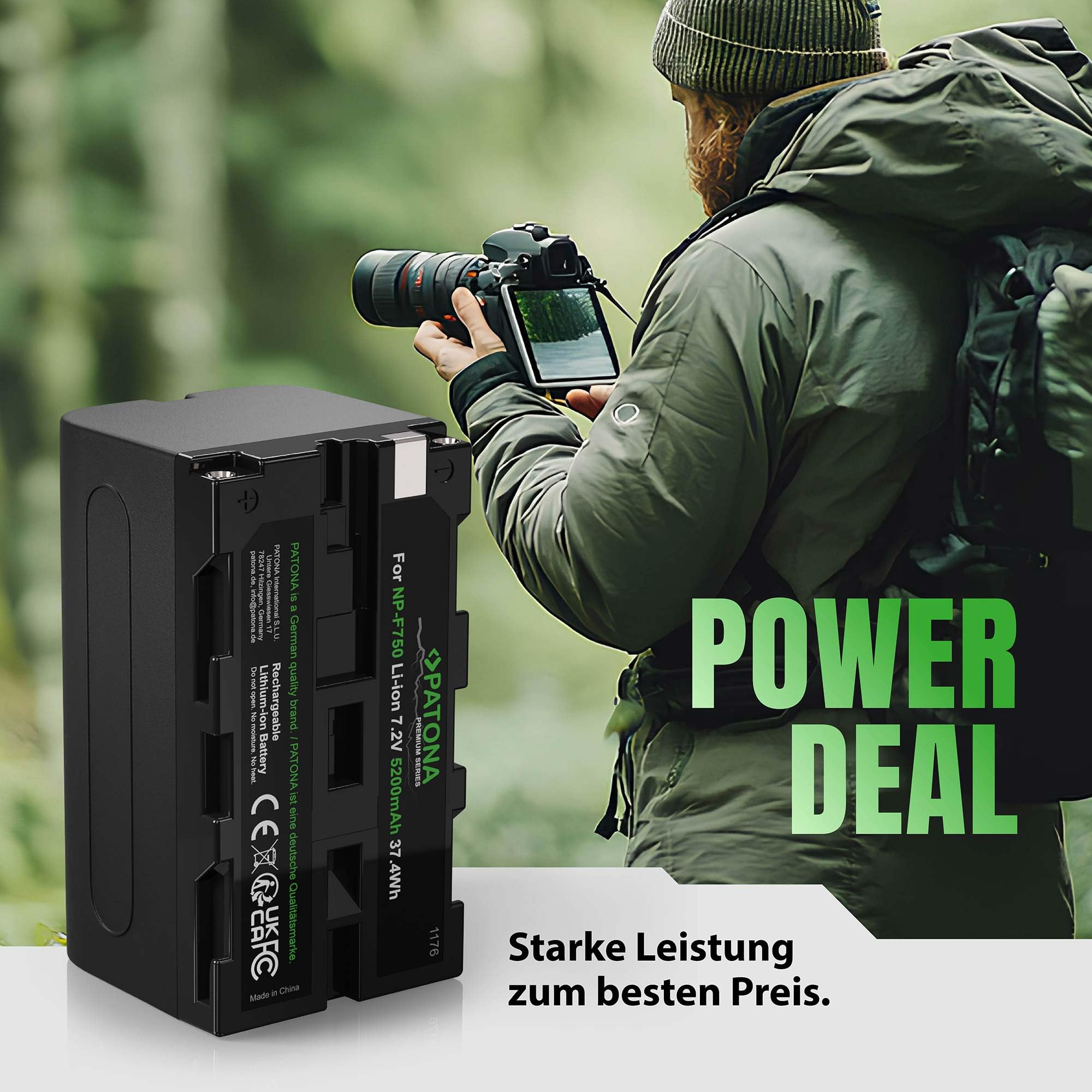 PATONA 2X Premium NP-F750 Akku 5200mAh – Ersatz für Sony NP-F750 NP-F550 NP-F970 – für Sony Camcorder, LED-Videoleuchten (Yongnuo, Neewer, Aputure, Viltrox), Kamera-Monitore – Doppelpack fürs Set