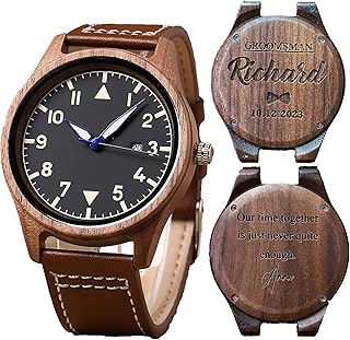 Personalized Walnut Wood Wooden Date Watch, Groomsmen Gift, Mens Gift, Mens Watch, Watches for Men