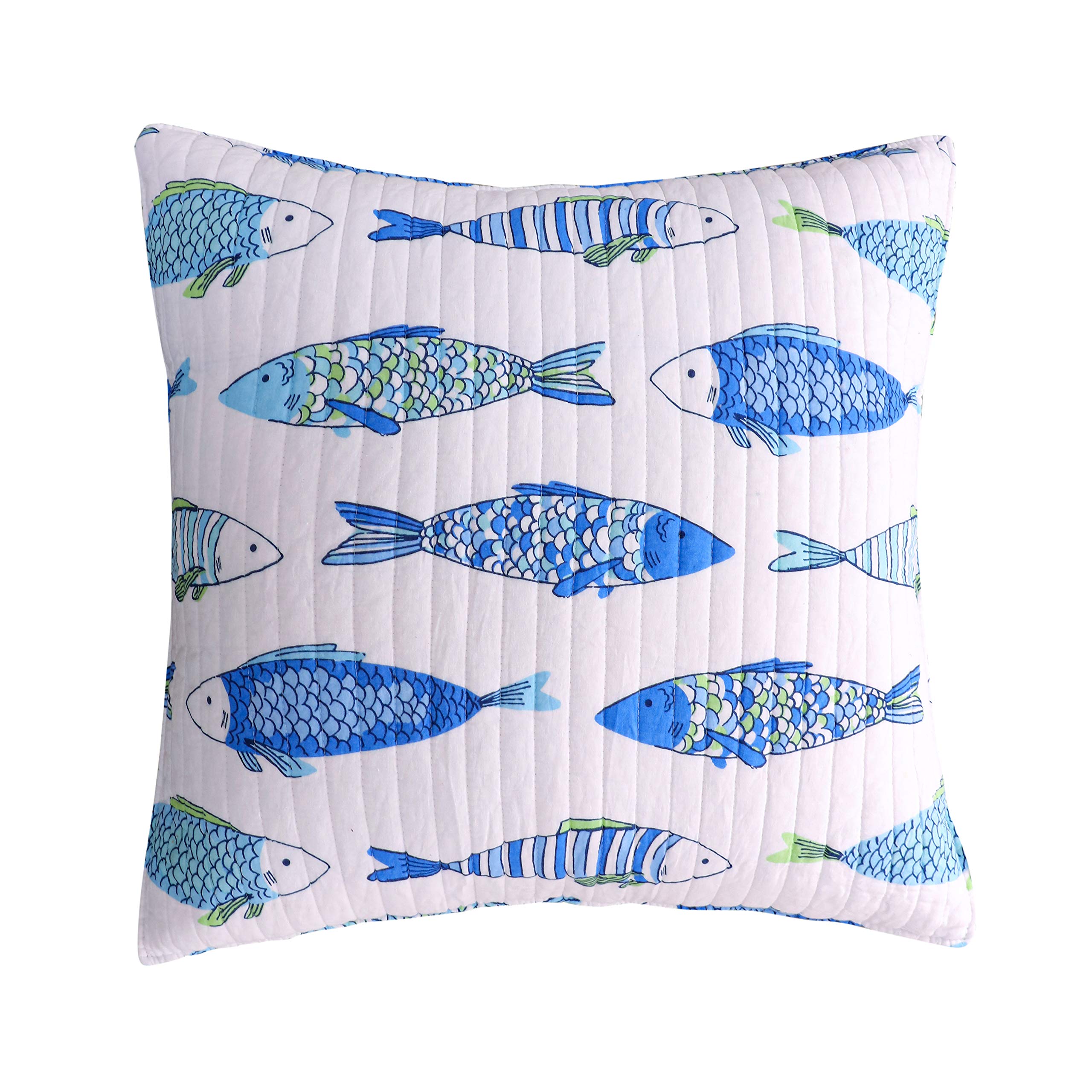 Levtex HomeCatalina Fish Euro Sham Set of 2, Cotton, Blue, Coastal