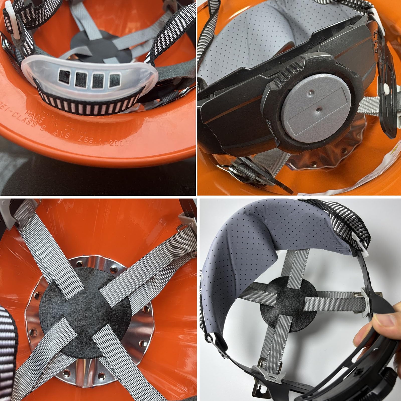 Casco a tesa larga in lega di alluminio ad alta resistenza, rimovibile e regolabile, fodera ammortizzante per il sudore, fascia per cappello rivettata, adatto per circonferenza della testa 54-61 cm
