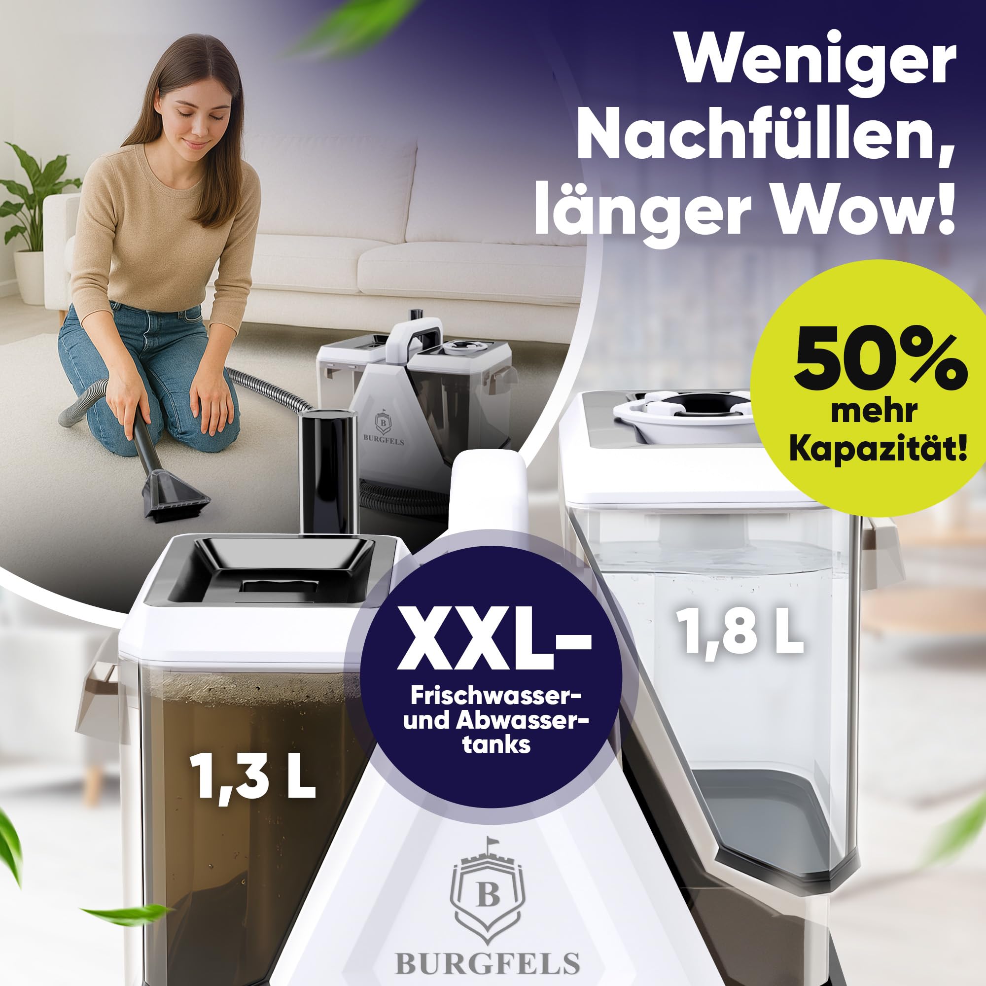 Nasssauger Polsterreiniger Gerät Waschsauger PRO14WS | Nasssauger [550W Profigerät] Auto, Nass Trockensauger | Burgfels Waschsauger PRO14WS Nassauger Teppichreiniger