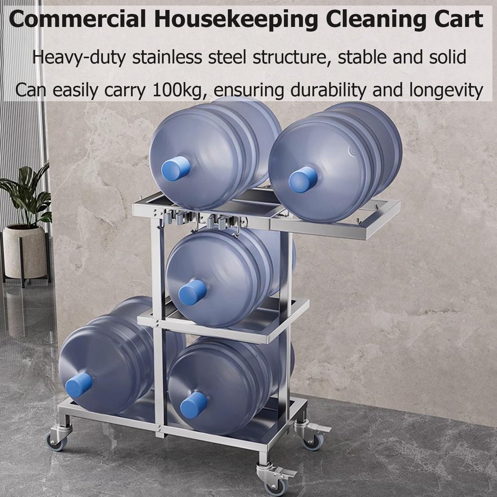 Carro de Limpieza Industrial Resistente con Ruedas, Organizador con Soporte para fregonas para una Limpieza eficiente.