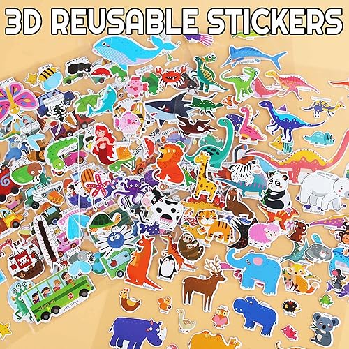 Miniatura 4 de iGetooy Libro de calcomanías reutilizables para niños de 2 a 4 años, 3 juegos de calcomanías de gelatina, libros de actividades, 116 calcomanías