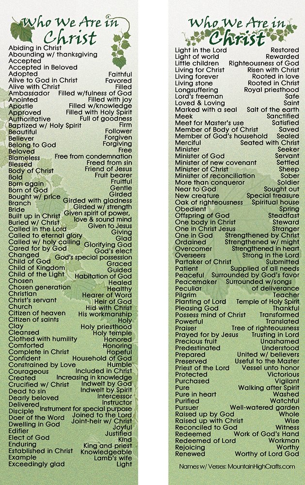 Who We are in Christ Bookmarks - Set of 10, Names for Children of God