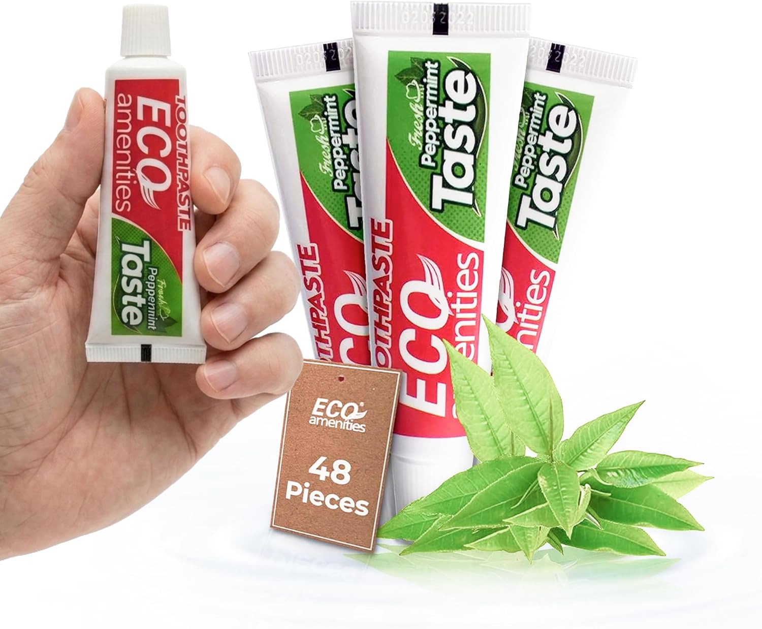ECO Amenities Travel Size Bulk Toothpaste - 1oz (Bulk Pack - 48 Tubes) Peppermint Toothpaste Travel- Sized for Guests Fresh Scent Hotel Toiletries