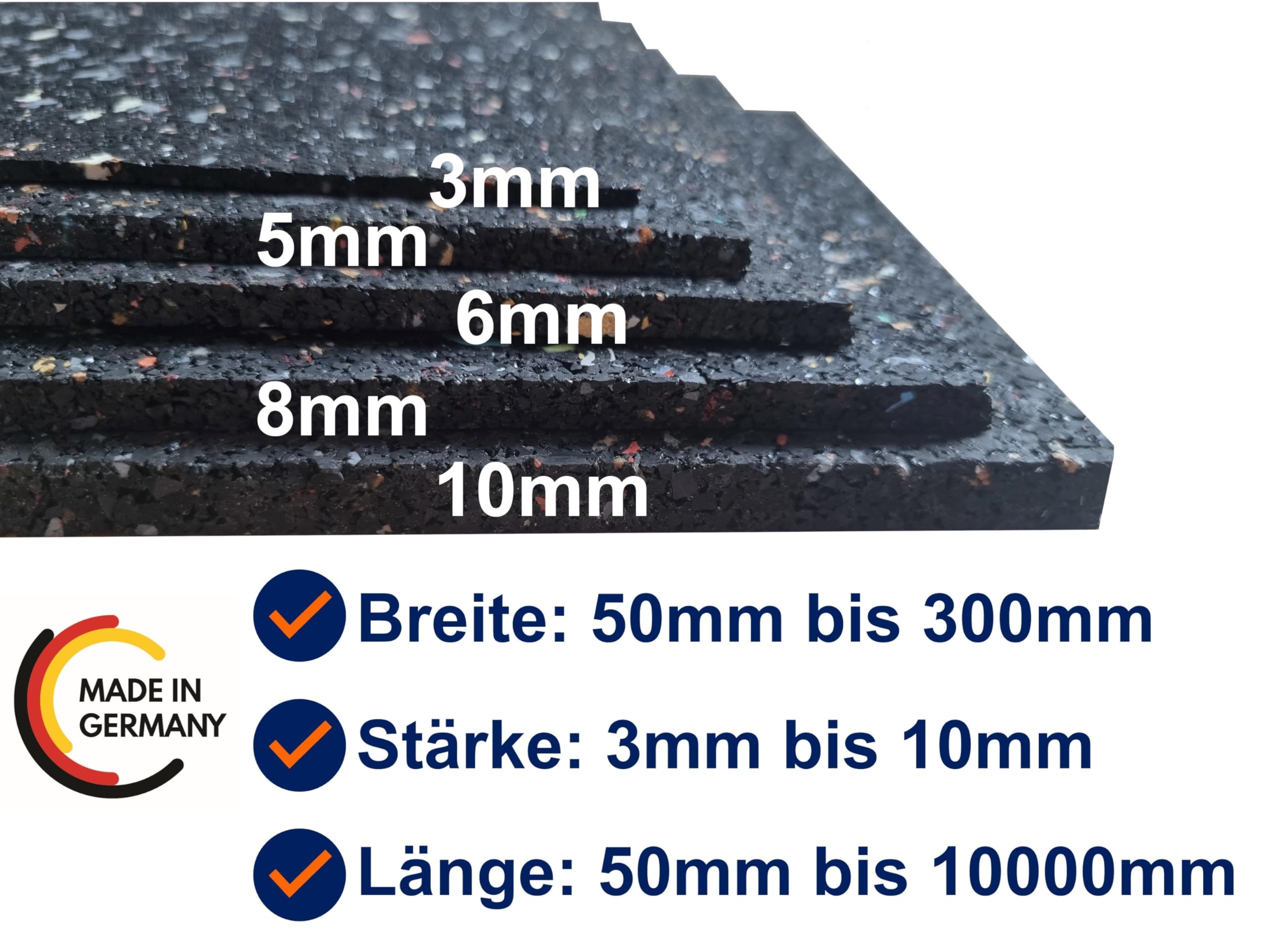 Rolle/Zuschnitt aus Gummigranulat, 250mm x 8000mm x 8mm