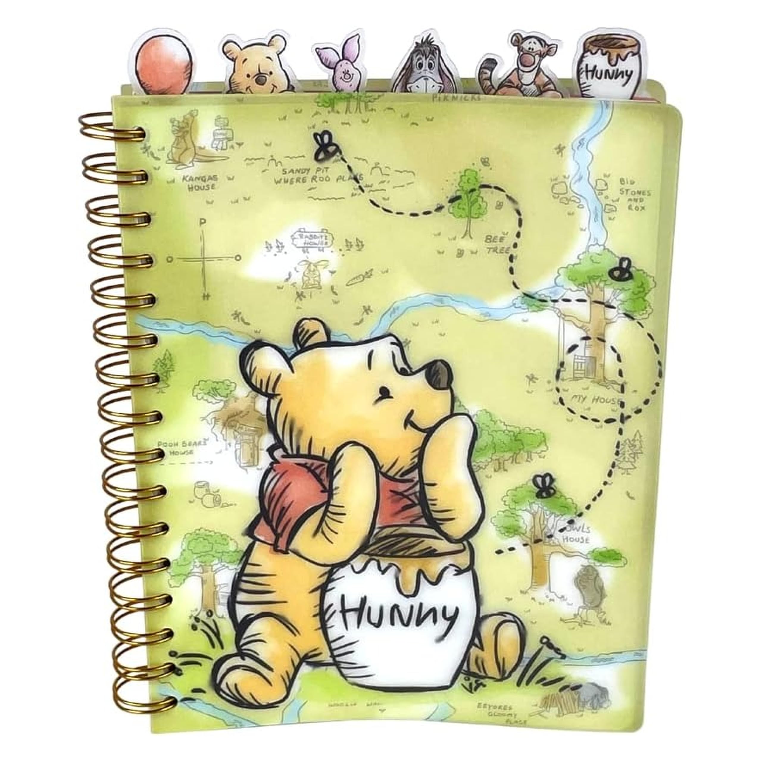 Innovative Designs Disney Winnie the Pooh Tab Journal Notizbuch, Spiralbindung, 144 linierte Seiten, 20,3 x 17,8 cm