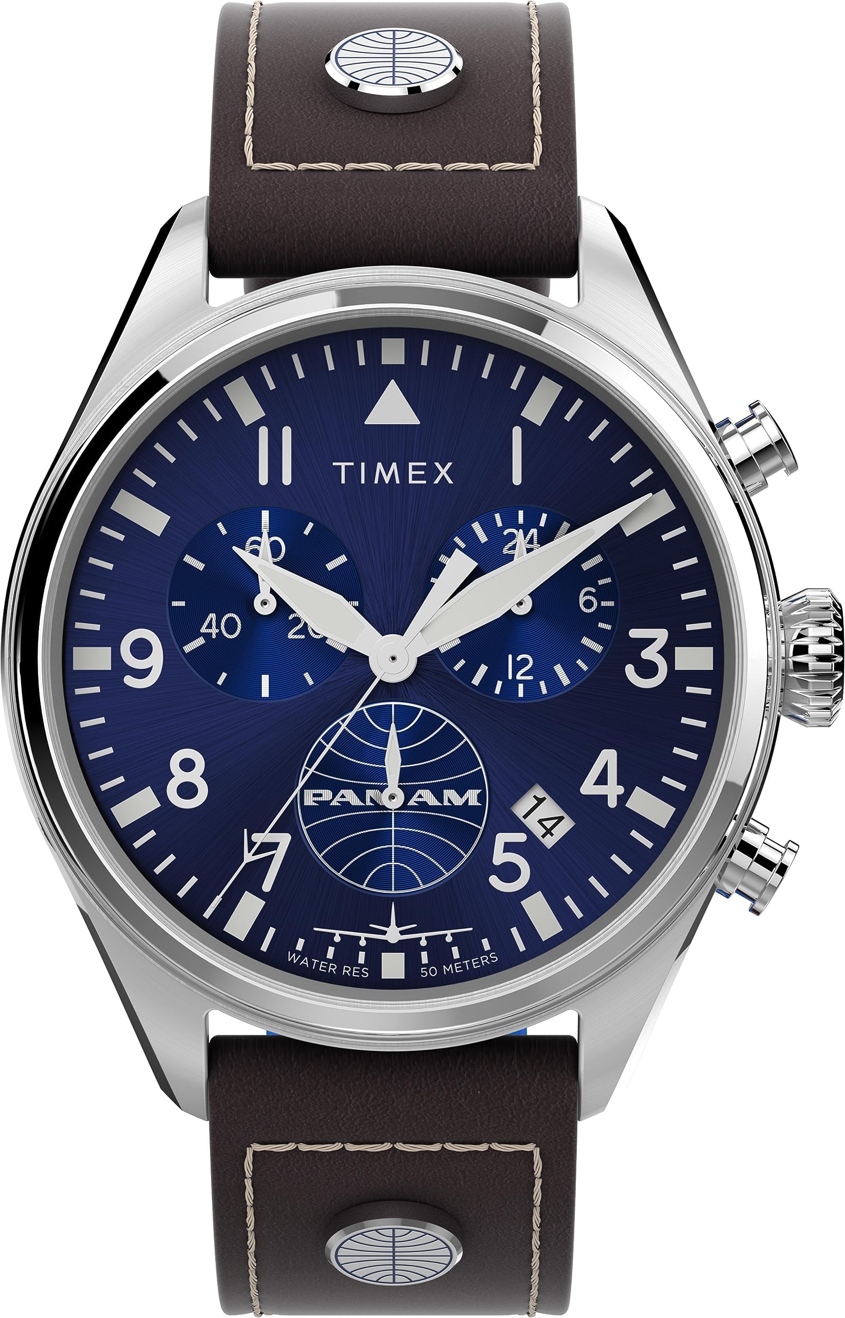 Pan Am Men's Quartz Watch with Leather Strap