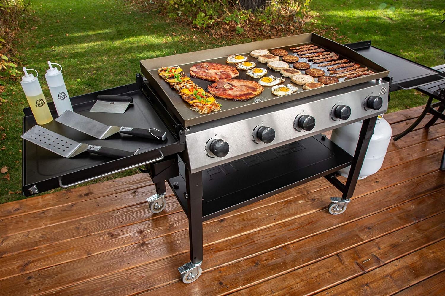 PIT BOSS 10762 5 Burner Gas Griddle, Black : Patio, Lawn & Garden