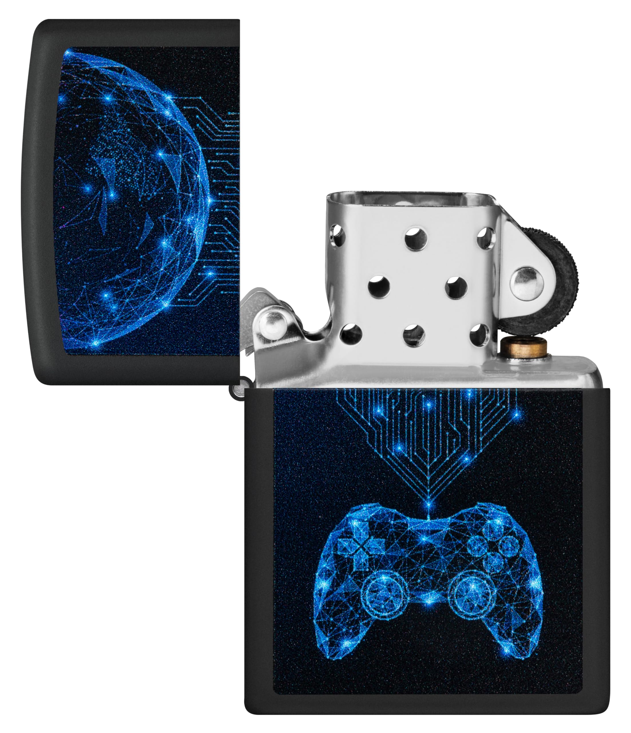 Zippo Briquet Tempête - Modèle Gaming - Finition Noire Mate avec Color Image - Rechargeable - Réutilisable - Design Coupe-Vent - Coffret Cadeau - Fabriqué aux États-Unis