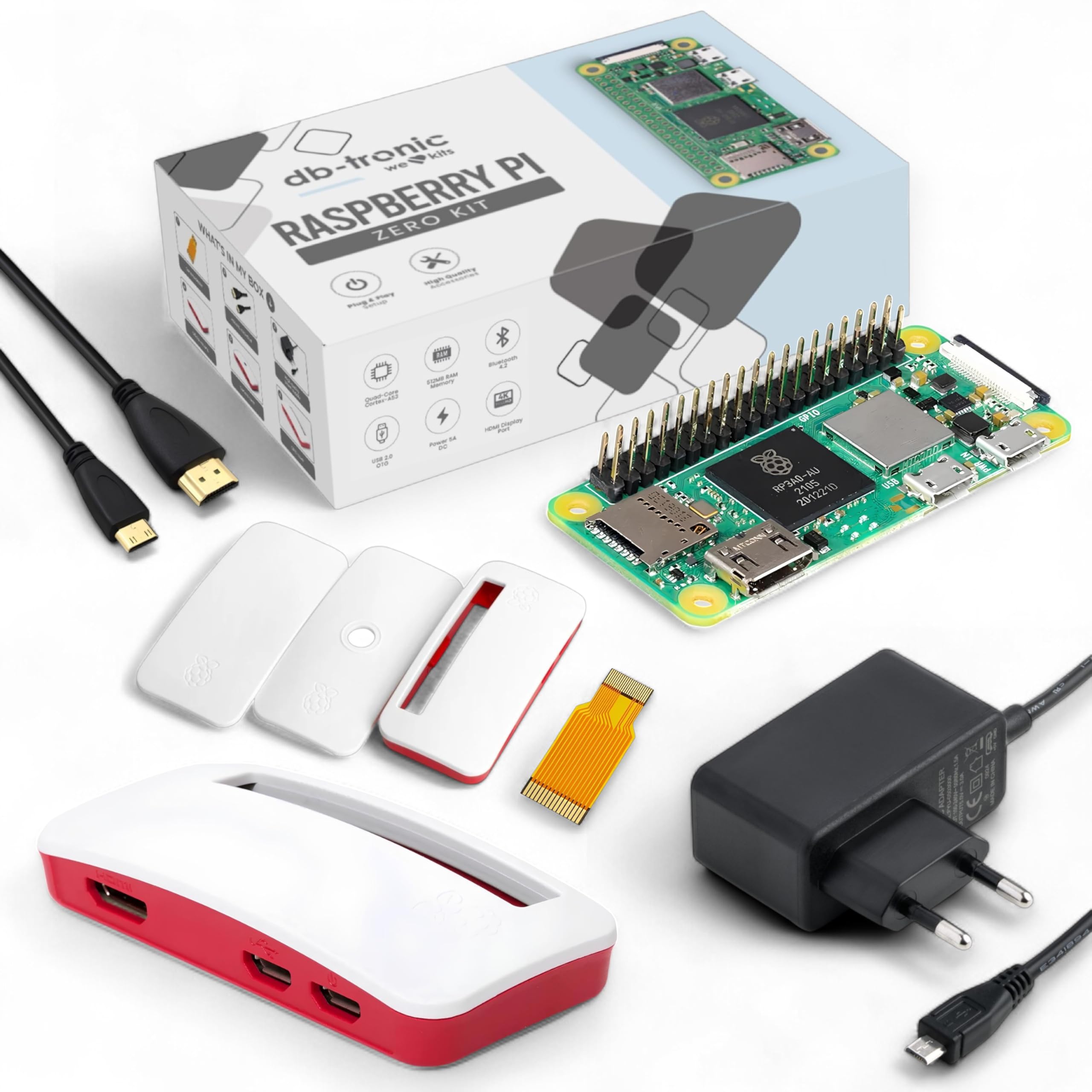 Raspberry Pi Zero 2 WH başlangıç seti, 5,1 V 2,5 A güç kaynağı