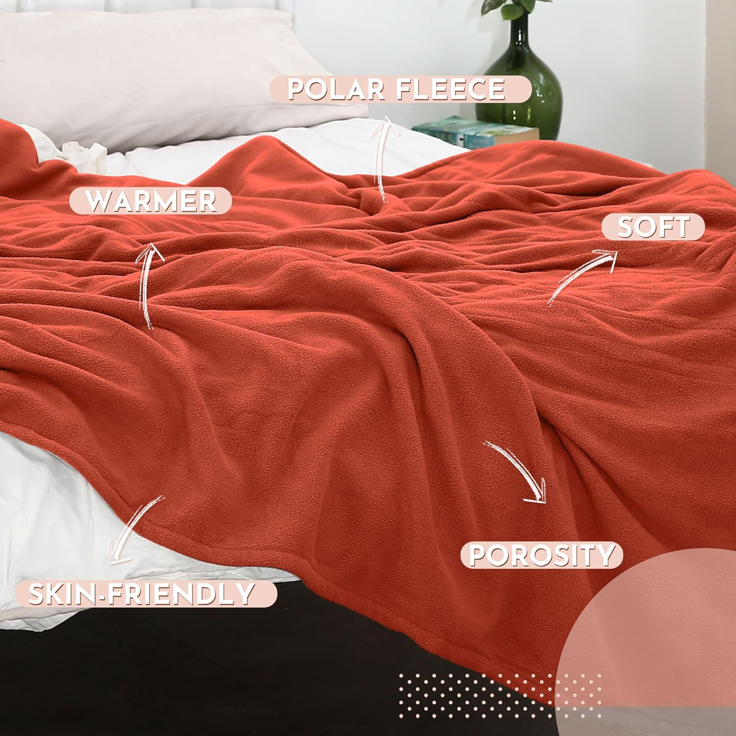 Electric Heated Blanket Full Size 72x84 Microplush Cover Blanket 4 Heat Settings & 10 Hours Auto Off, Cozy & Breathable, Warm All Night, Orange - Image 4