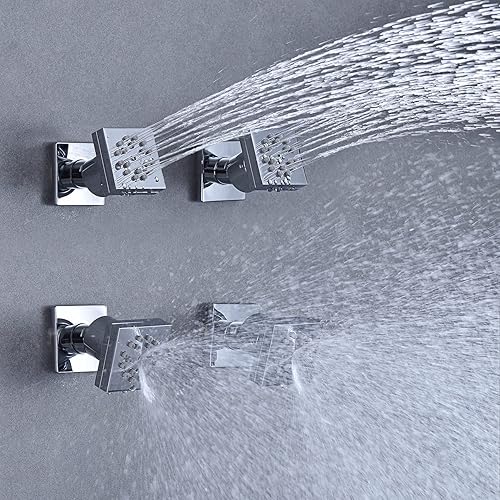 Miniatura 2 de Boquilla de masaje de baño giratoria de latón con 2 funciones, montaje en pared, oro cepillado, 4 paquetes