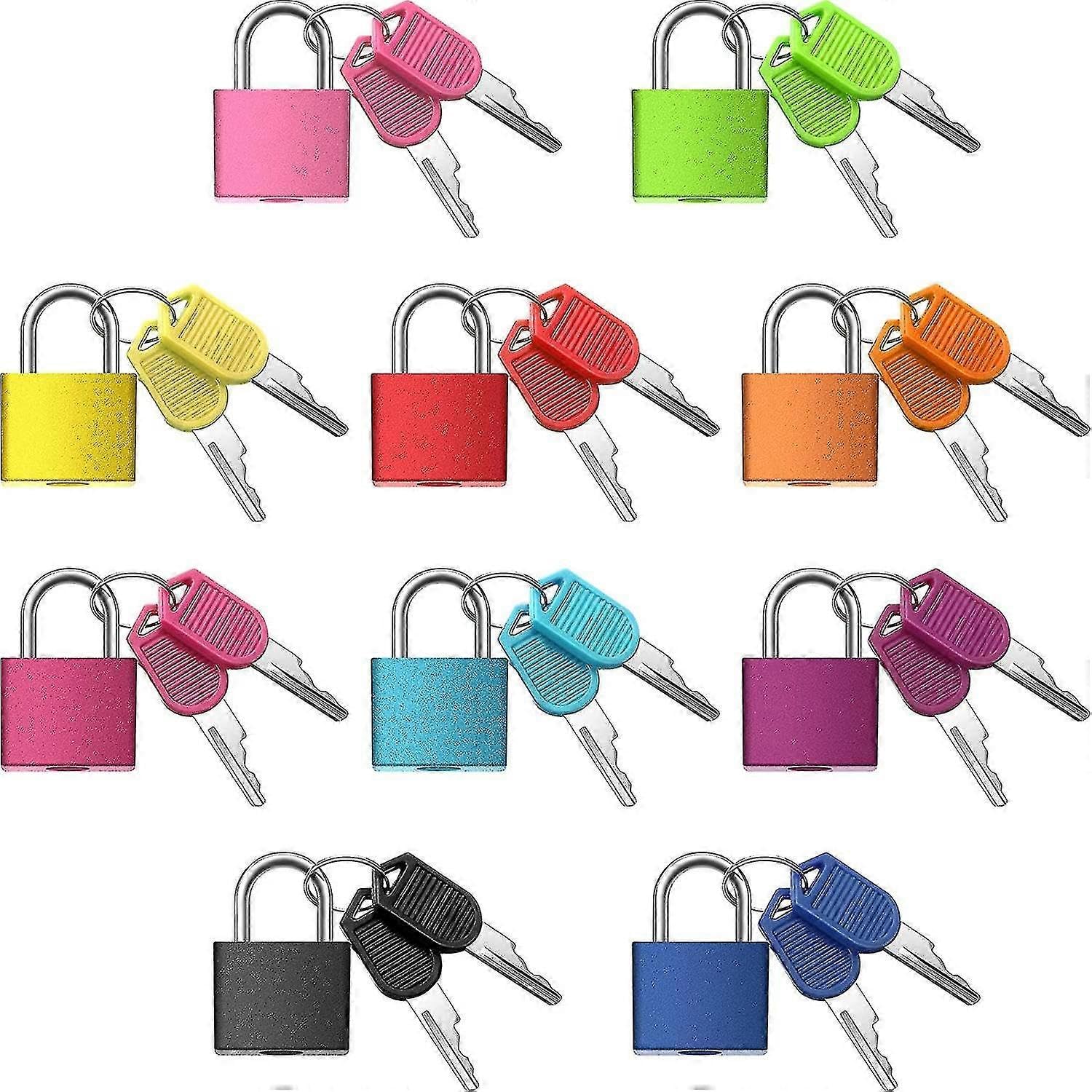 Joyhappst Image Color Suitcase Locks With Keys, Small Luggage Padlocks Metal Padlocks Mini Keyed