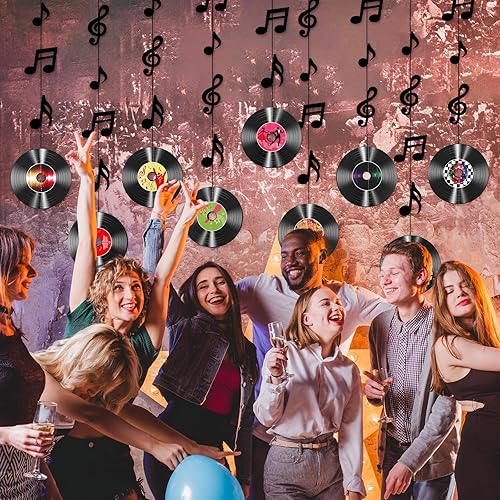 Miniatura 6 de 9 discos para decoración de pared, decoración de fiesta de rock and roll, decoraciones de fiesta temática musical, decoración de habitación de los