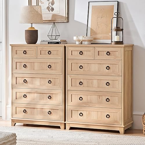 Miniatura 9 de Cómoda rústica de 5 cajones para dormitorio, cómoda pequeña de 33.2 pulgadas de alto y cómoda, cómoda de madera rústica con mango de metal, Conjunto