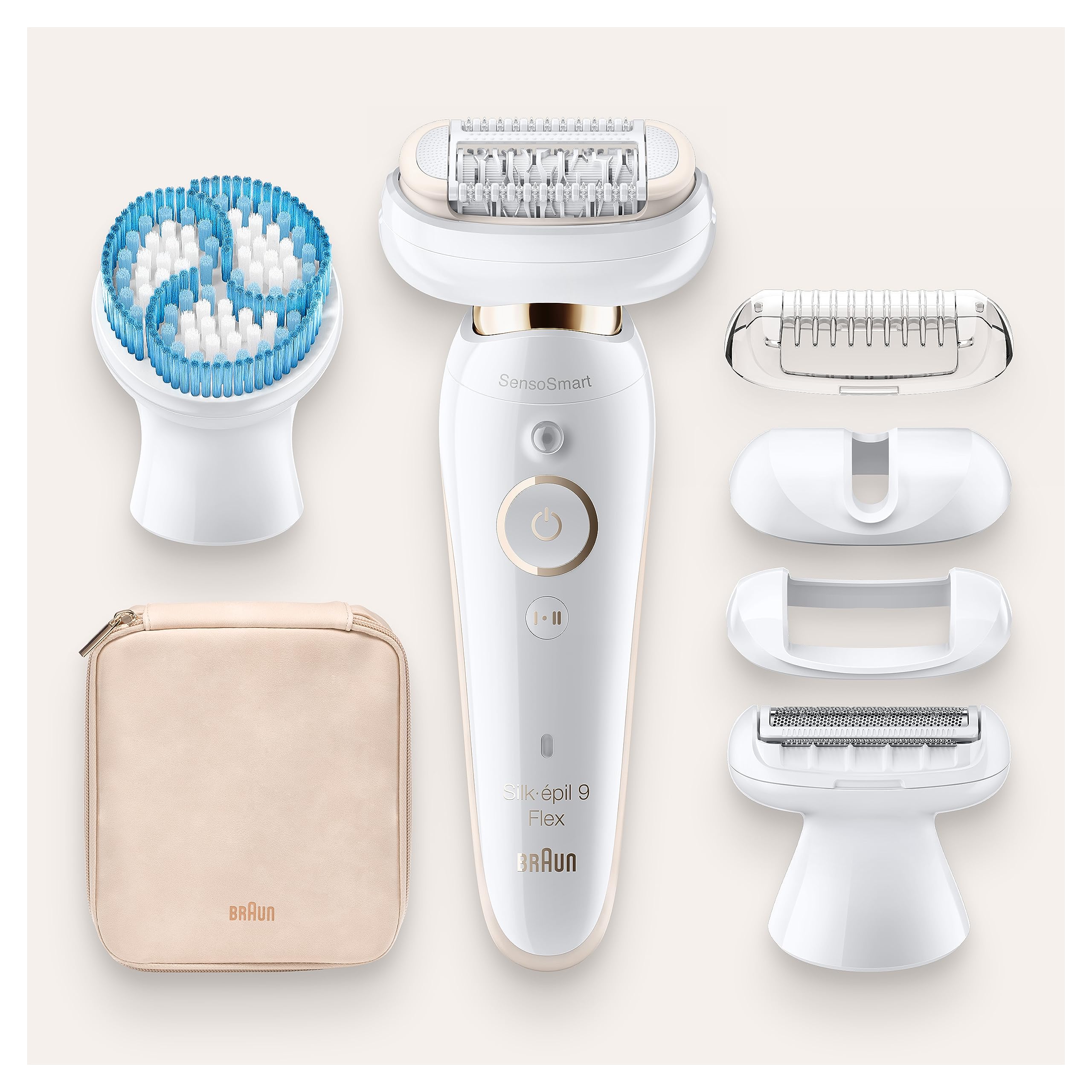 Braun Silk-épil 9 Flex Epilierer Damen Haarentferner 9010 weiß/gold