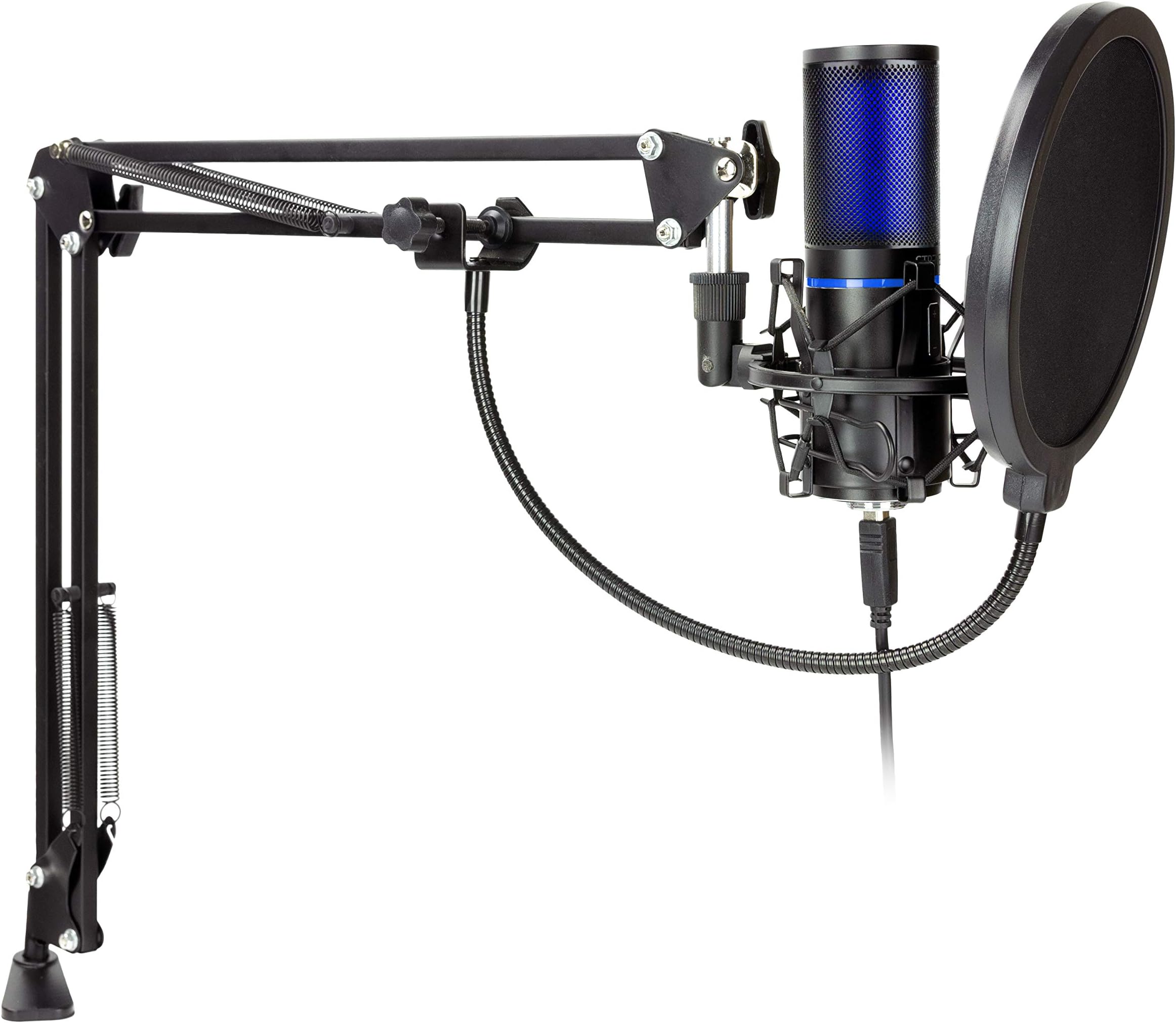 STRMD USB Condenser Microphone [Pop Filter, Shock Mount, Tripod Microphone Stand, Scissor Microphone Stand, Green Screen Included] Video Streaming, Home Recording DTM