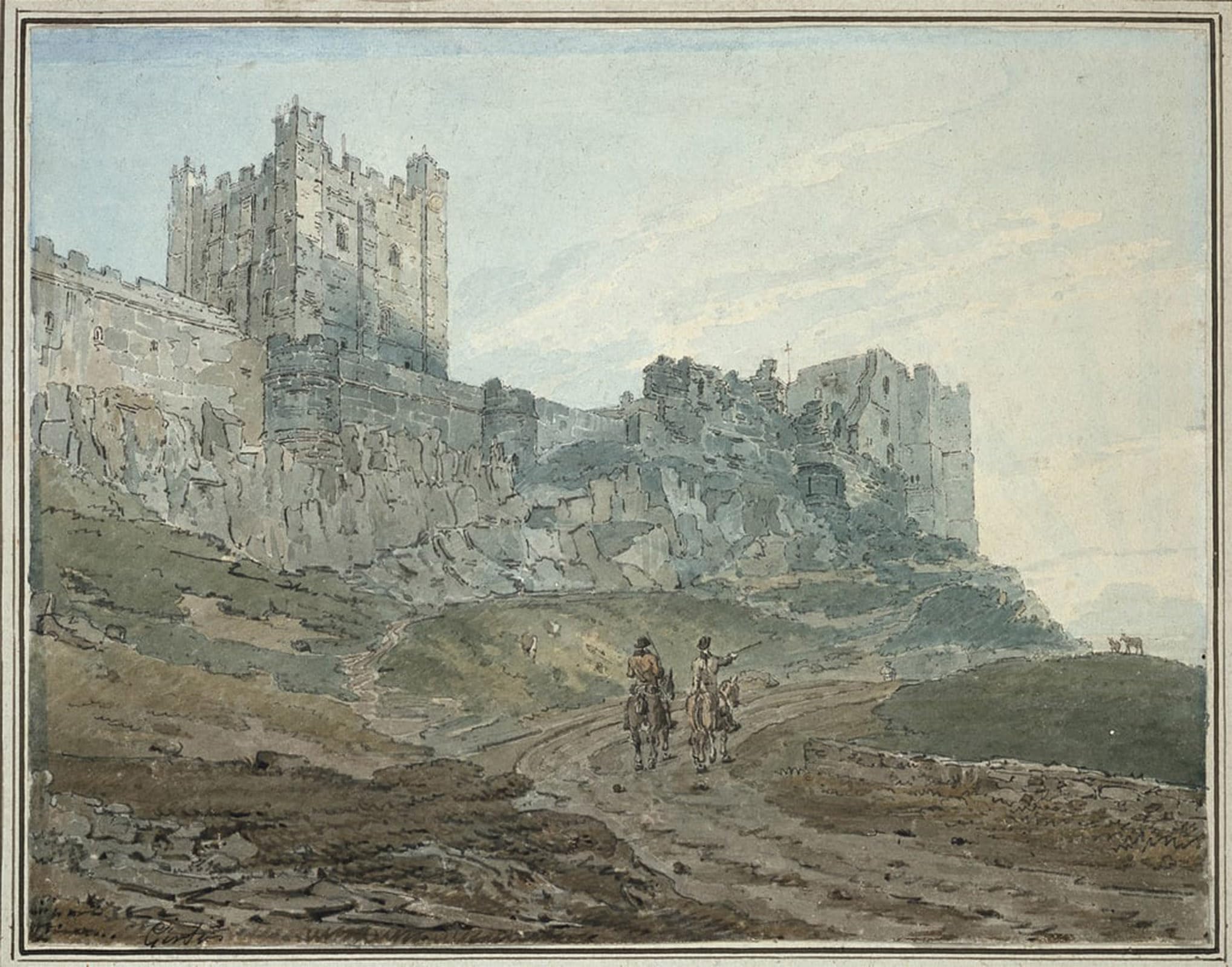 SERENDIPITP Retro Picture Poster Wall Art Pictures Painting Bamburgh Castle Northumberland by Girtin Wall Art Canvas Print for Wall Decor 60x90cm