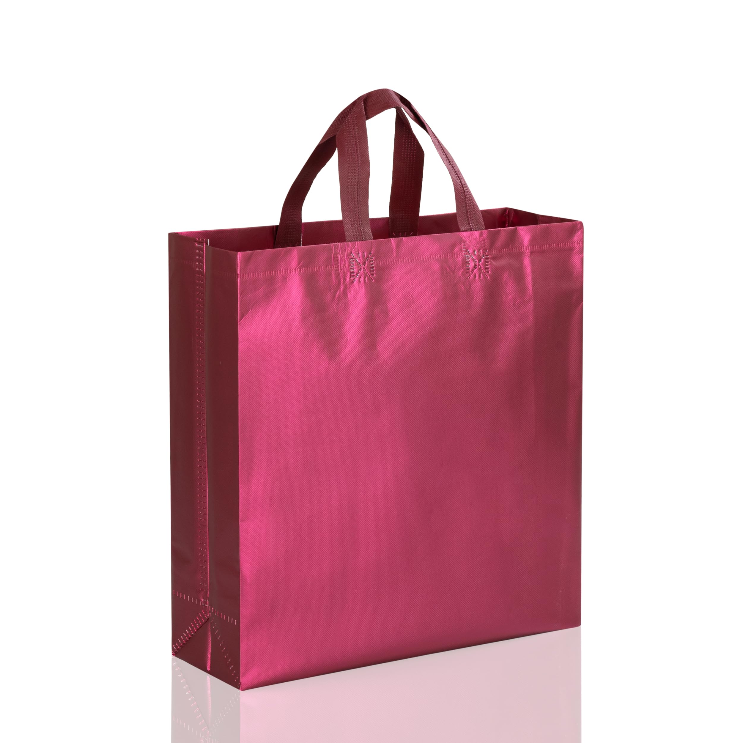 Drapme Medium Size Pack of 20 Pcs Matt Metallic Laminated Non-Woven Reusable Eco-Friendly Party Return Gift Bags (Wine) (Medium 12x13x4 Inch)