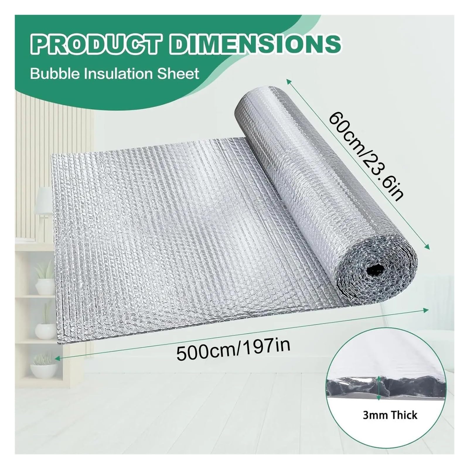 Schiuma di alluminio autoadesiva Pannello isolante a bolle riflettenti Foglio di alluminio Schermatura a Doppio rotolo riflettente for la porta del garage sul tetto camper(15FT)