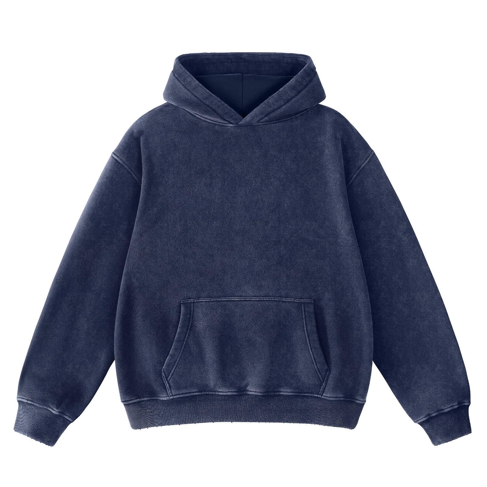 FAIABLEMens Hoodies Pullover Oversized Hoodie Plush Fleece Hooded Sweatshirt Retro Heavyweight Hoodie for Men Couples Winter