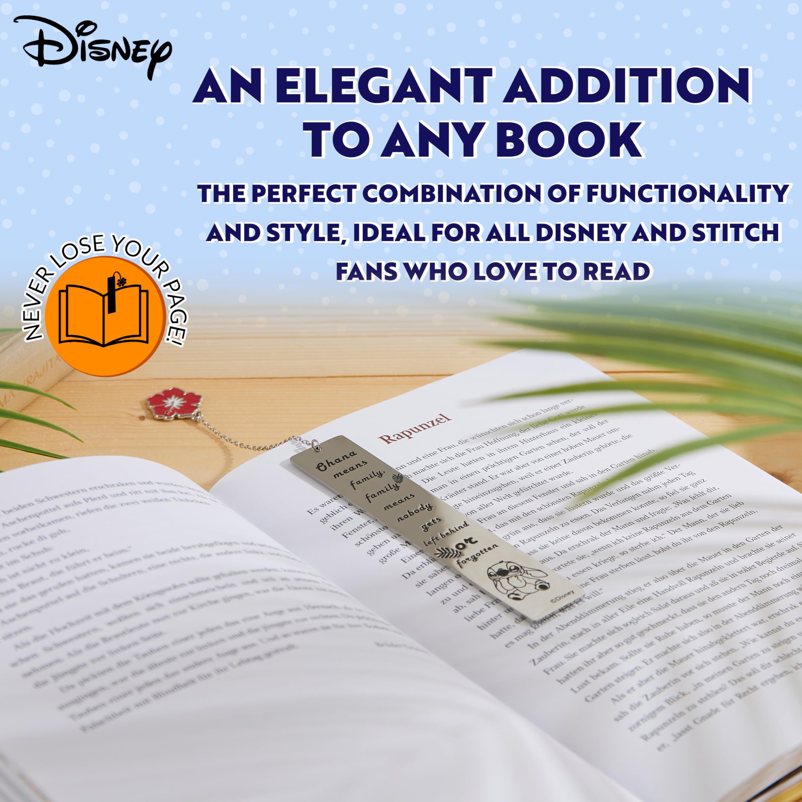 Disney Marcapáginas de Metal para Mujer con Frase Inspiradora - Regalo para Ella (Plata Stitch)
