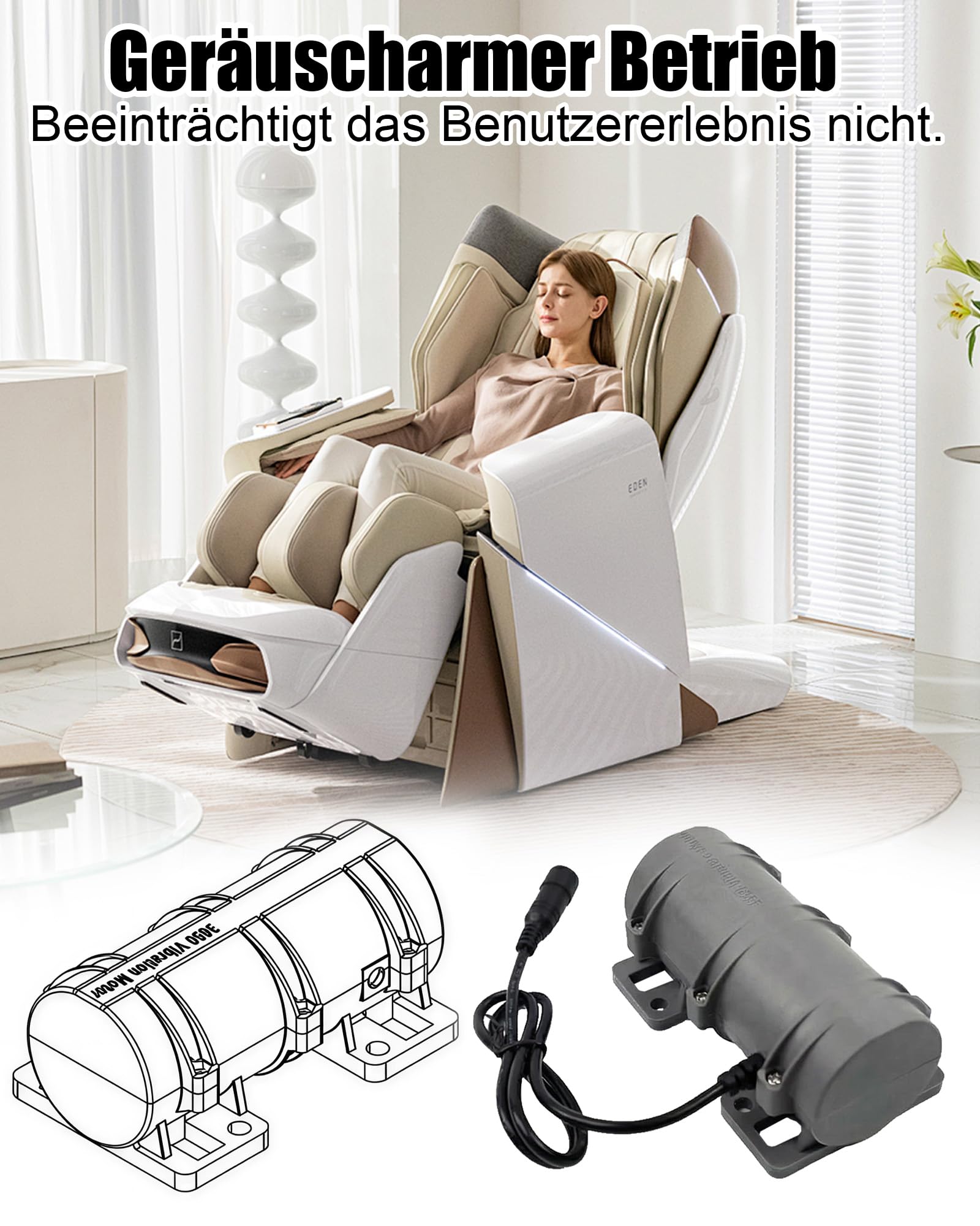 DC 24V Vibrationsmotor: Mini-Vibrationsmotor 3800 U/min aus Kunststoff mit Netzteil für Massagebett und Stuhl Stabiler Vibrationsantrieb für Hersteller und Gerätewartung