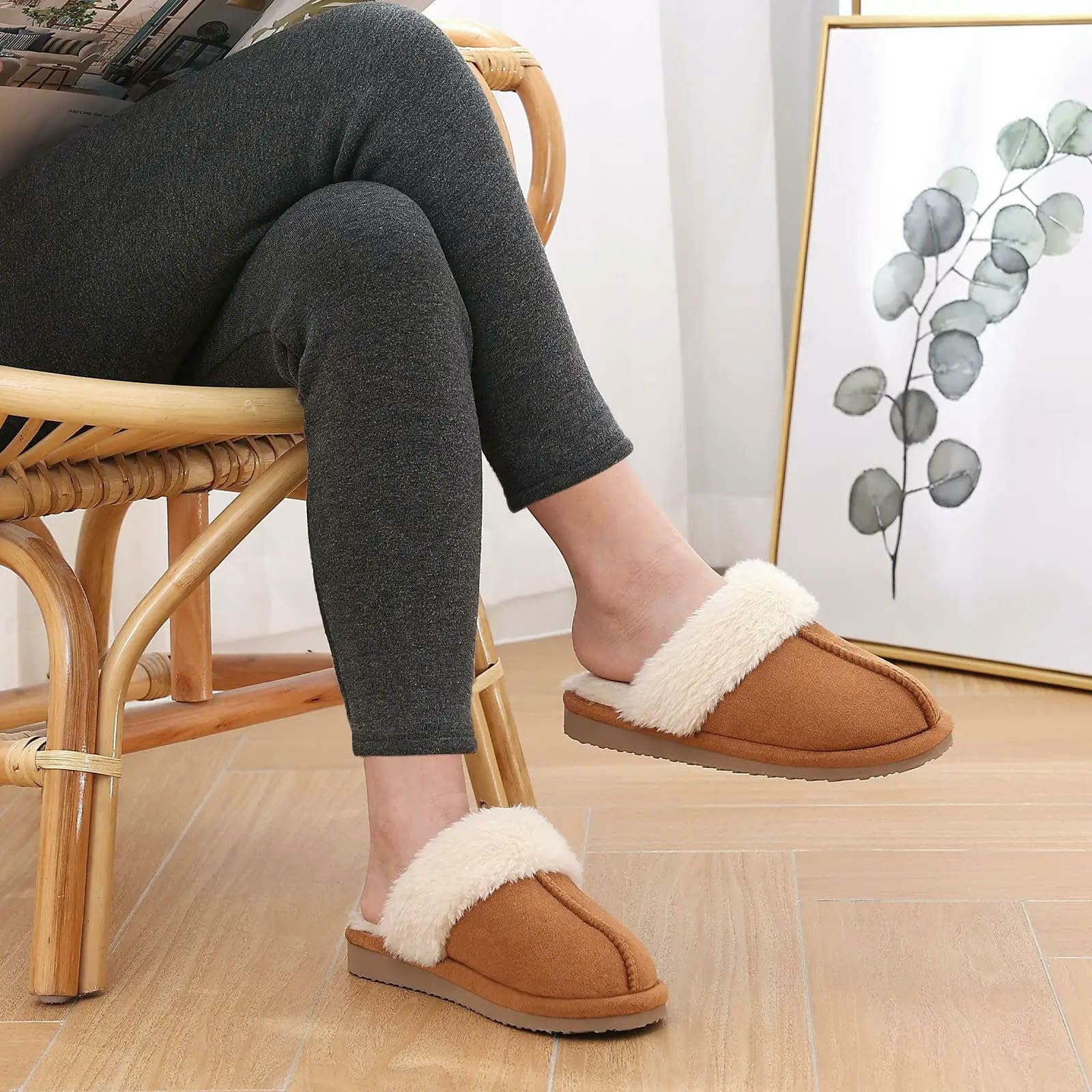 Pantuflas Zapatillas De Invierno para Mujer, Zapatos Clásicos Casa, Cálidas Y Acogedoras Interiores, Casuales Algodón Antideslizantes-fq-44-45