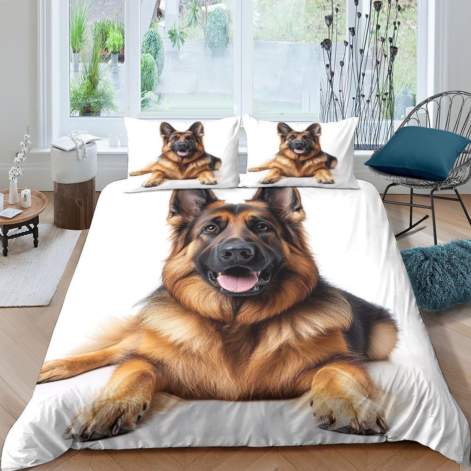 Ctjqhvkz Style-5 3D Printed German Shepherd Fitted Sheet Microfiber Soft Dog Theme Bed Cover For Bedroom Guest Room Mattress Decor Single（135X200cm）
