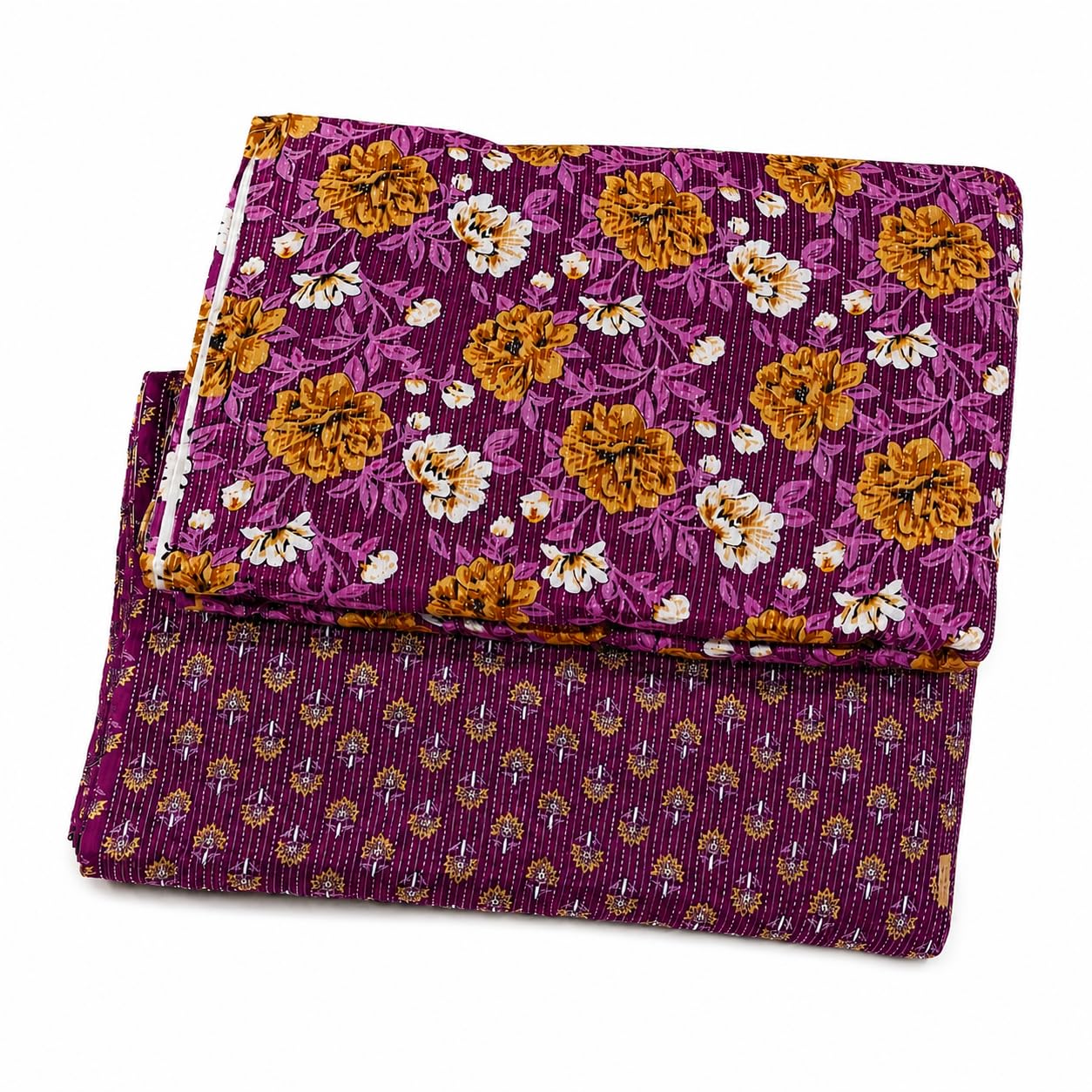 Women's Cotton Jaipuri Hand Block Print Kantha Unstitched Suit Material (Top/Bottom-Piece 2.5m)-picture-38
