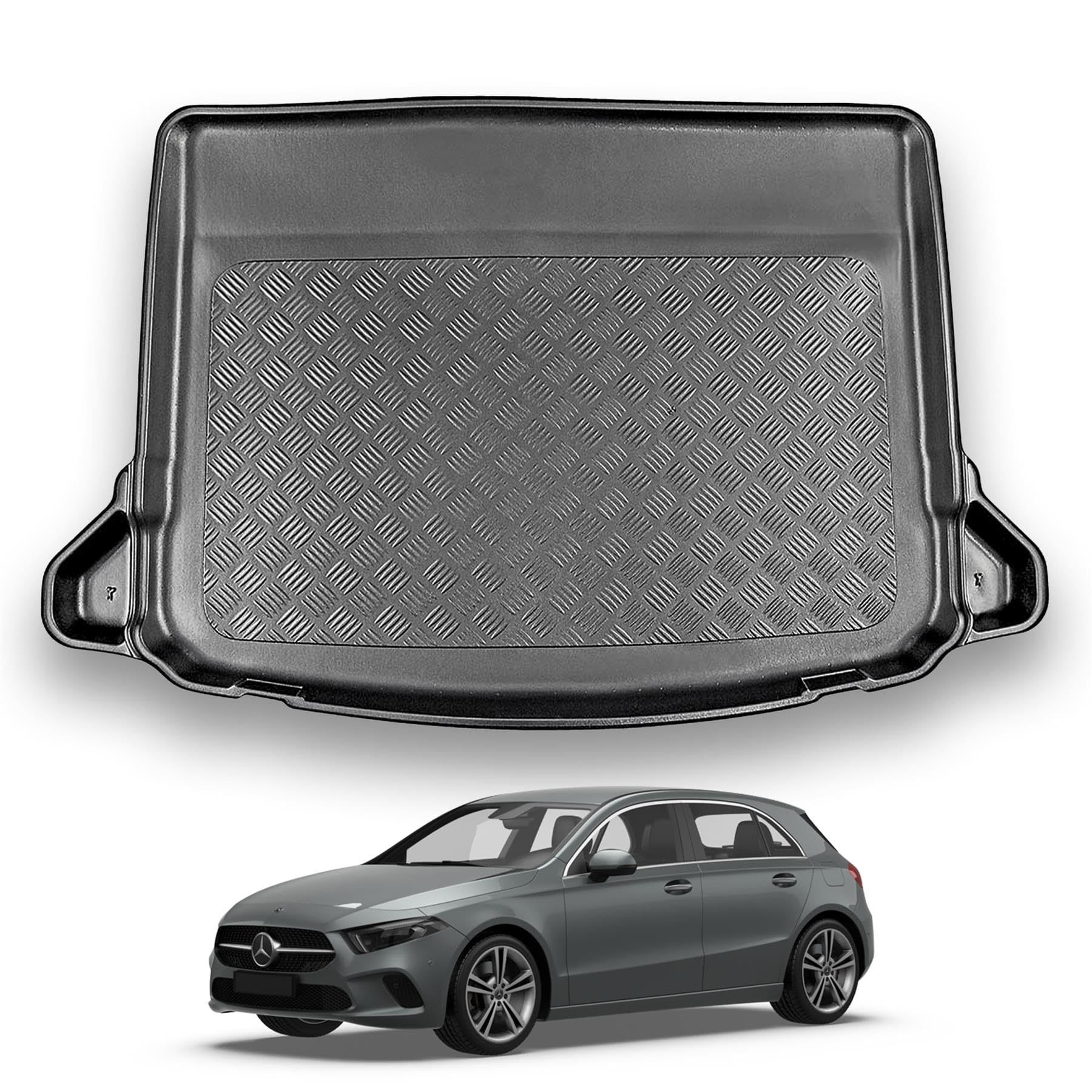 NOMAD Mercedes A Class (2018+) [W177] Boot Liner [Hatchback Models] Tailored Fit Car Floor Mat Protector Non Slip Waterproof Raised Edges Compatible Custom Fit Accessory Black Dog & Pet Friendly
