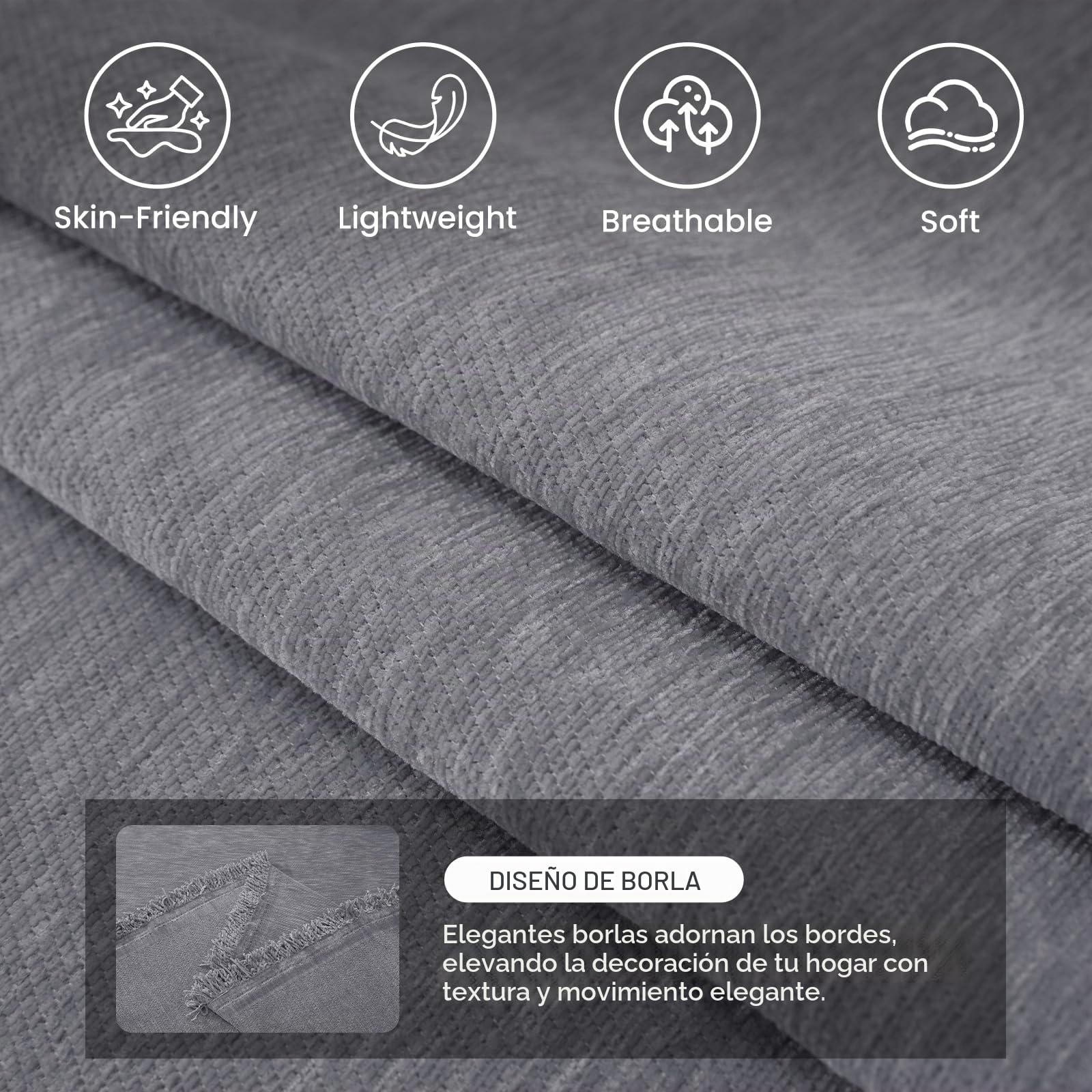 Ystyle Funda Sofa 2 Plazas, 180x300 CM, Manta Cubre Sofa, Gris Claro | De Chenilla Antideslizante y Antimanchas, Protector de Sofa para Perros y Gatos para Salón, Sofa Cover Four Seasons Universal