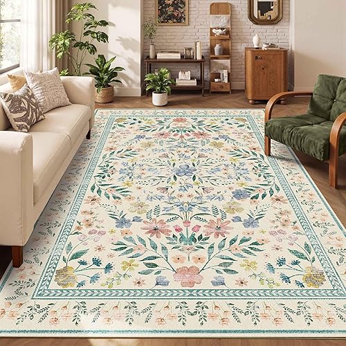 Miniatura 14 de Alfombra de Puerta Floral para Entrada, Alfombra Pequeña Lavable de 2x3, Alfombra Boho para Puerta Delantera, Alfombras de Área Antideslizantes,