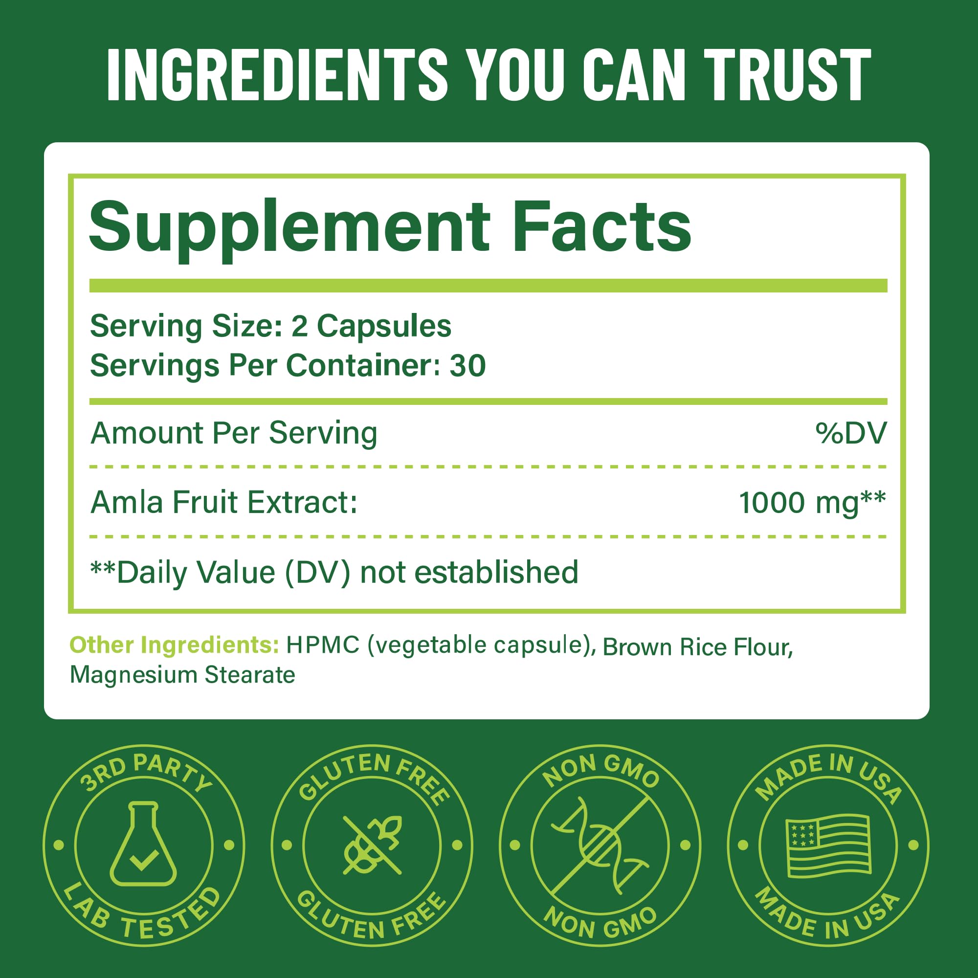 Organic Amla Capsules 1000mg – Indian Gooseberry Supplement for Antioxidant Support, Digestive Health & Natural Energy – Organic Amla Fruit Powder, 60 Capsules — Amazon image 6