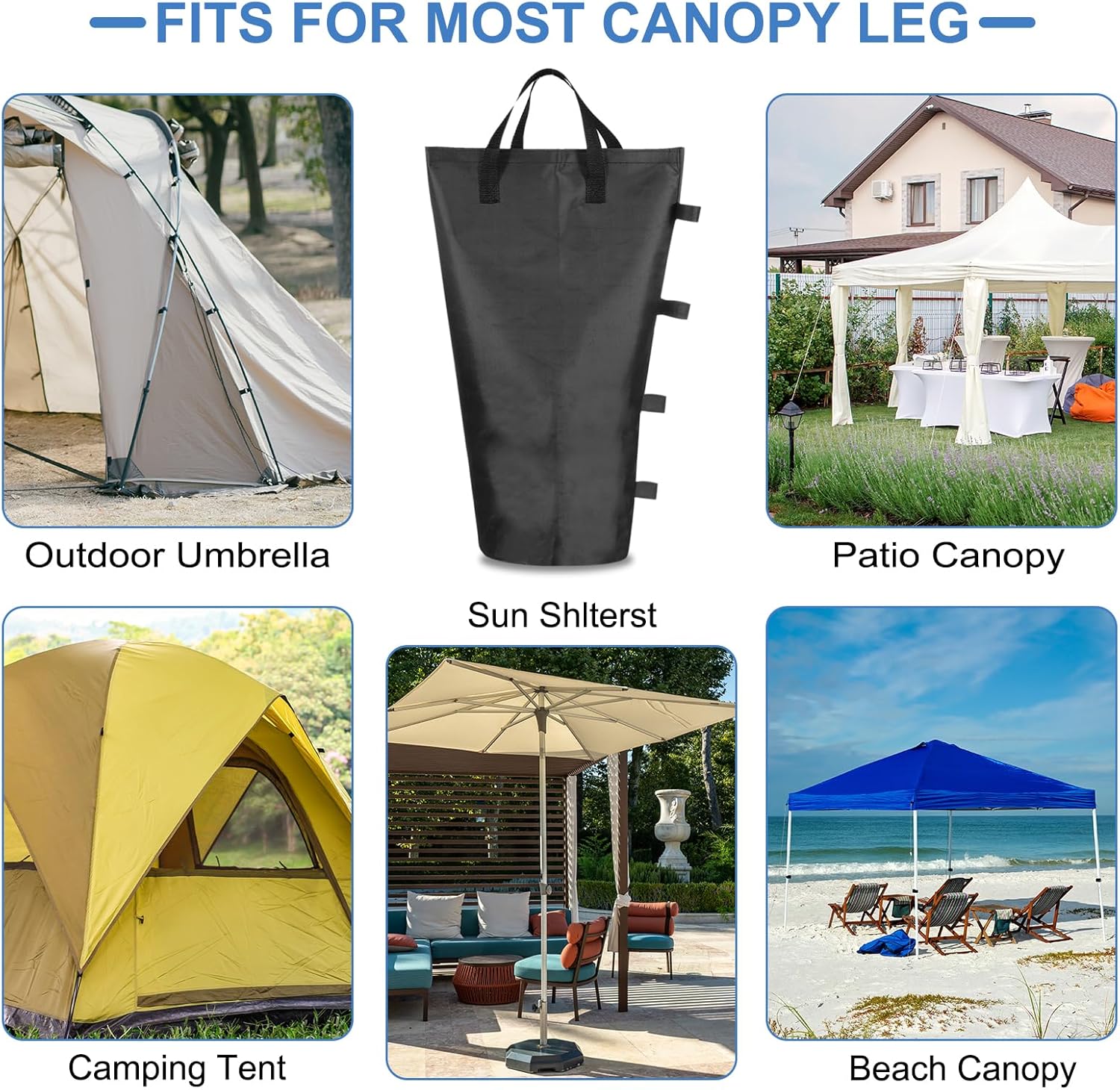 PATIKIL Canopy Weight Sand Bags, 4 Pack 150 Lbs Total Extra Large Weights Bags Waterproof Tent Leg Weights Sandbags for Outdoor Canopy Tent Sun Shelter Patio Ladder Black (21x9")