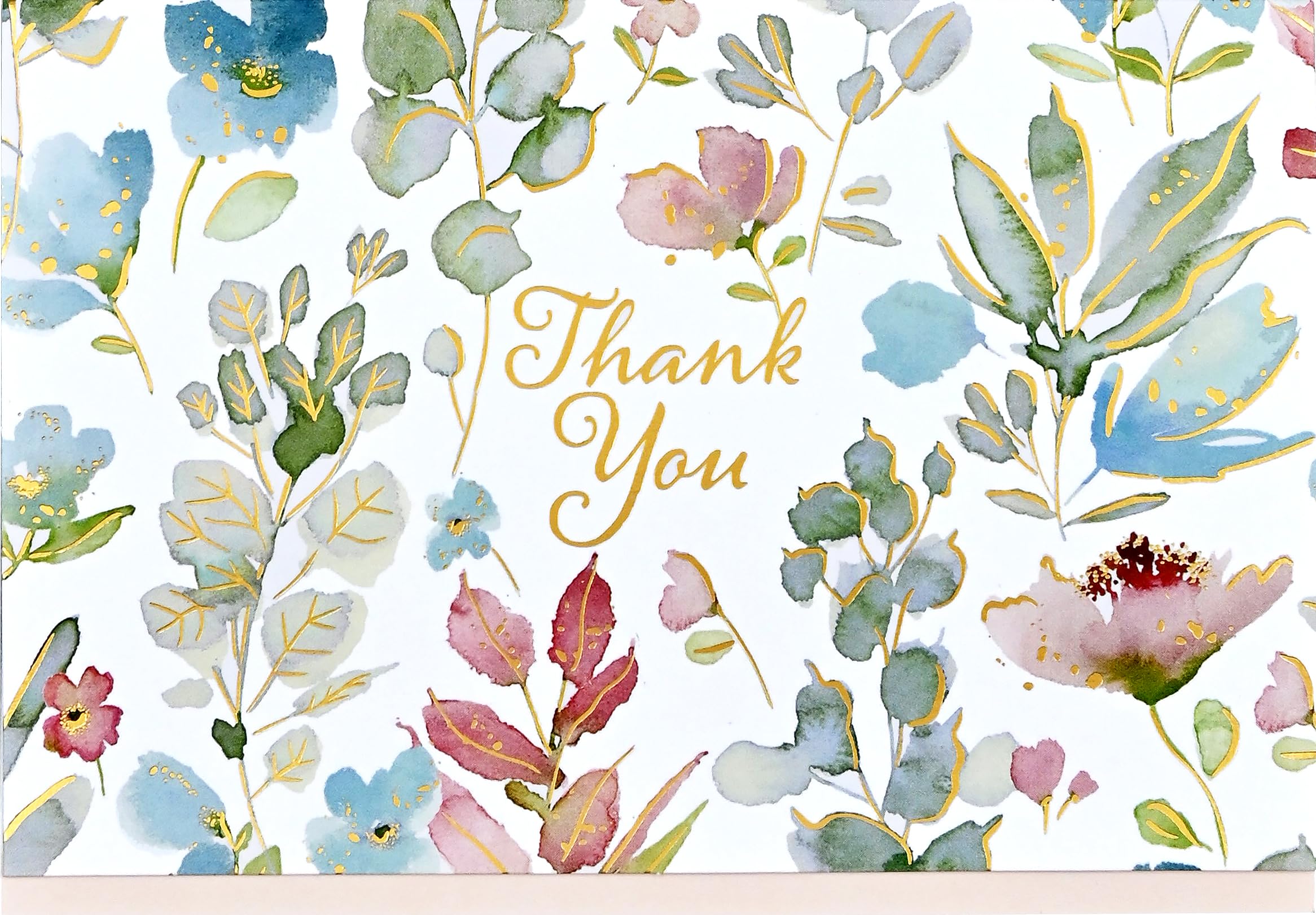 Floral Watercolor Thank You Notes (14 cards, 15 self-sealing envelopes)